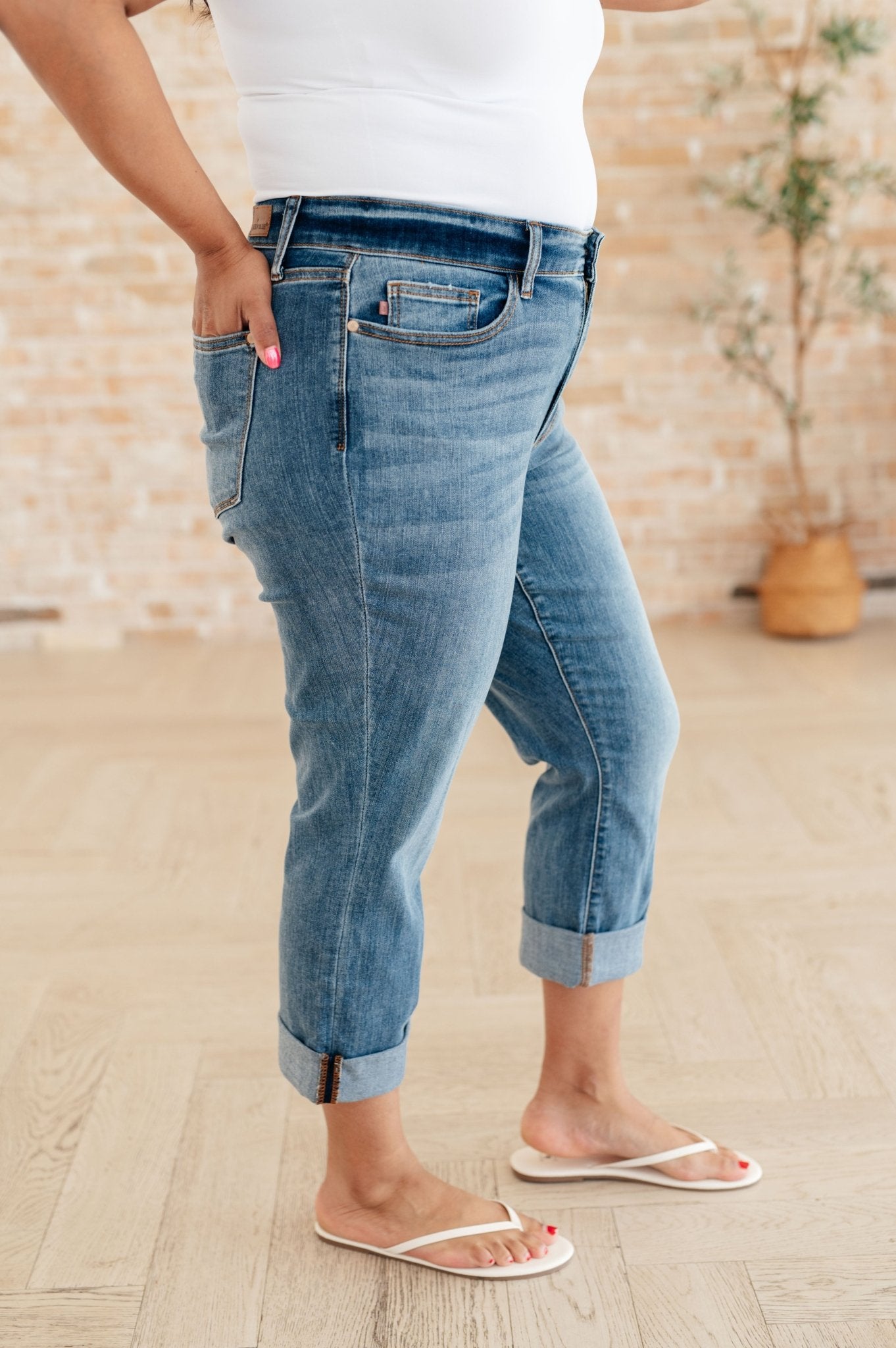 Laura Mid Rise Cuffed Skinny Capri Jeans - Loving God