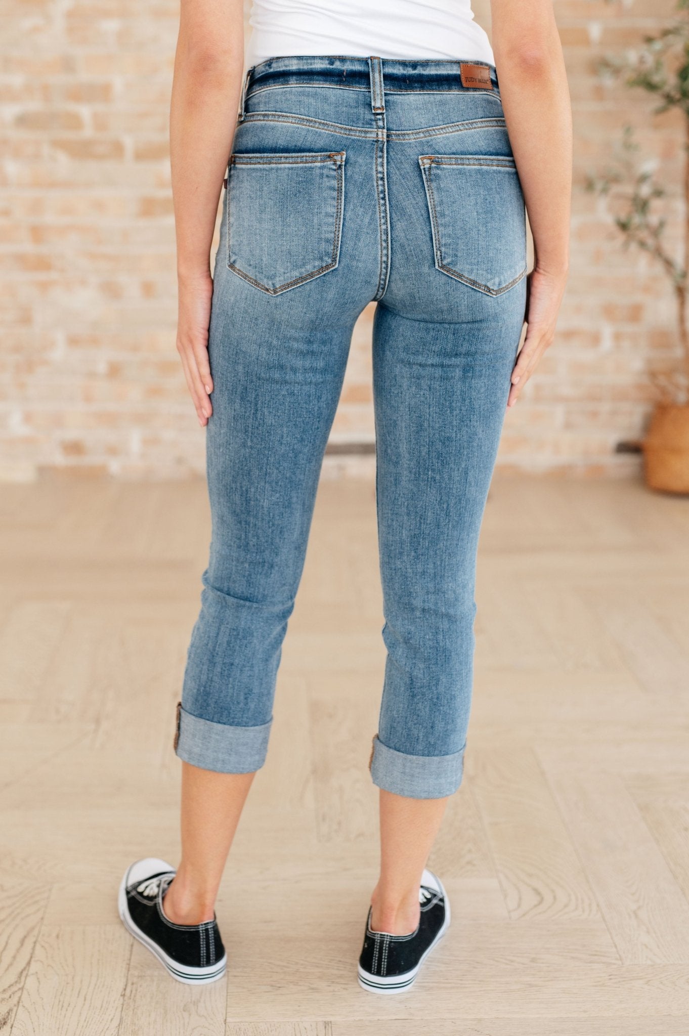 Laura Mid Rise Cuffed Skinny Capri Jeans - Loving God