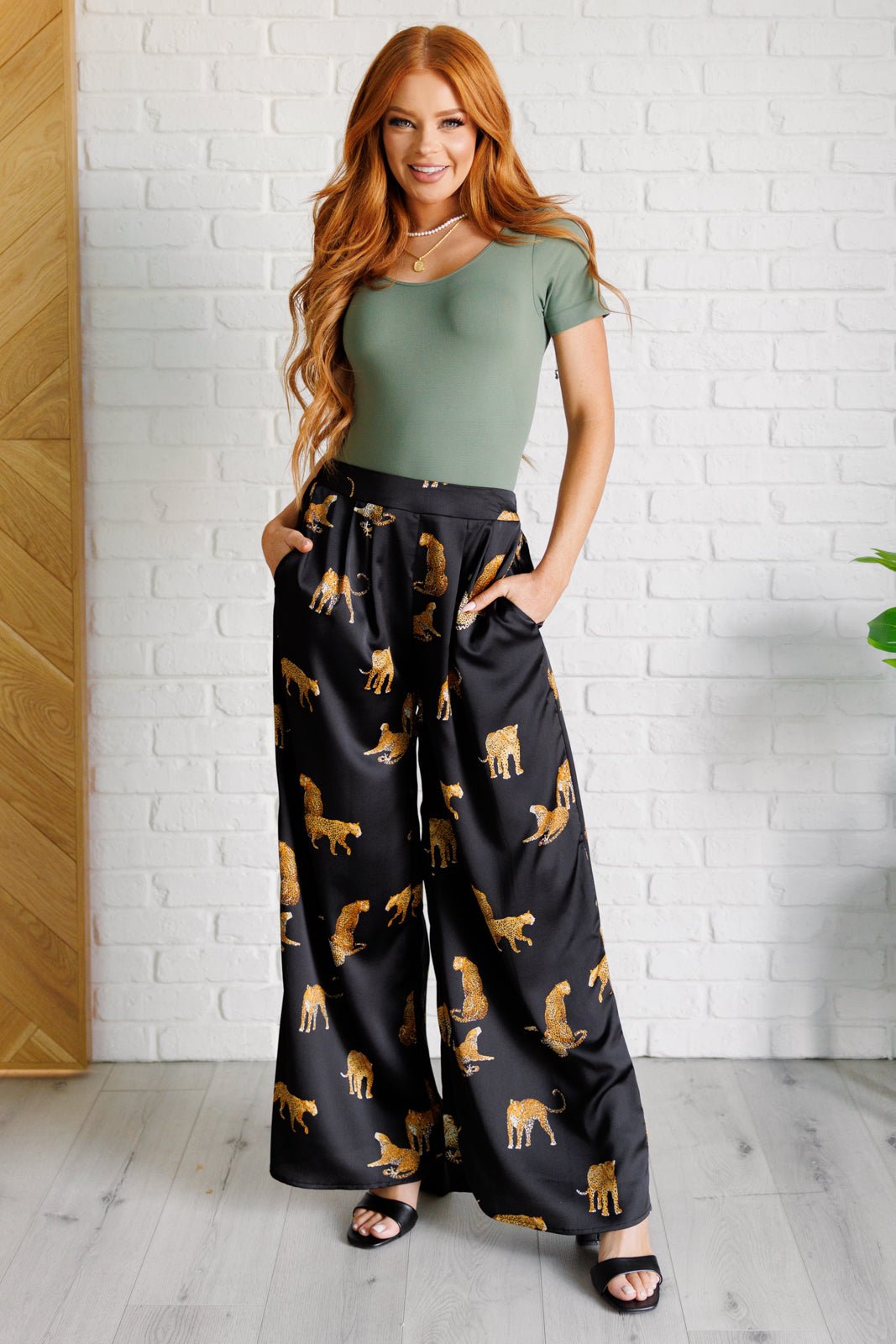 Legendary in Leopard Satin Wide Leg Pants - Loving God