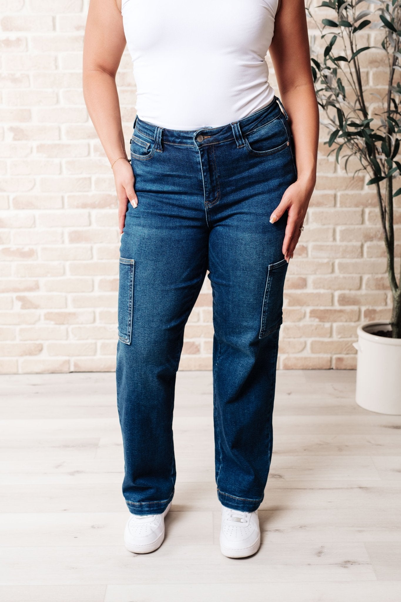 Leila High Rise Cargo Straight Jeans - Loving God