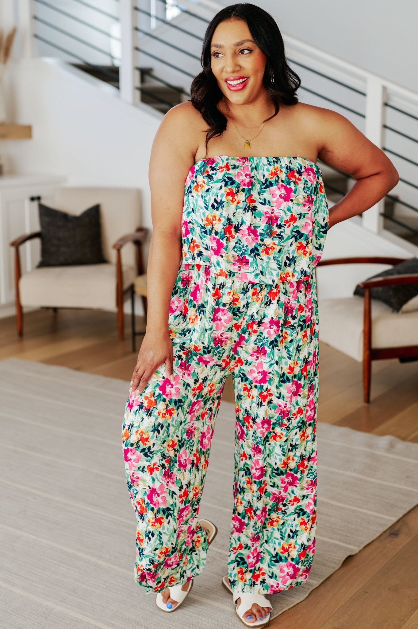 Life of the Party Floral Jumpsuit in Green - Loving God