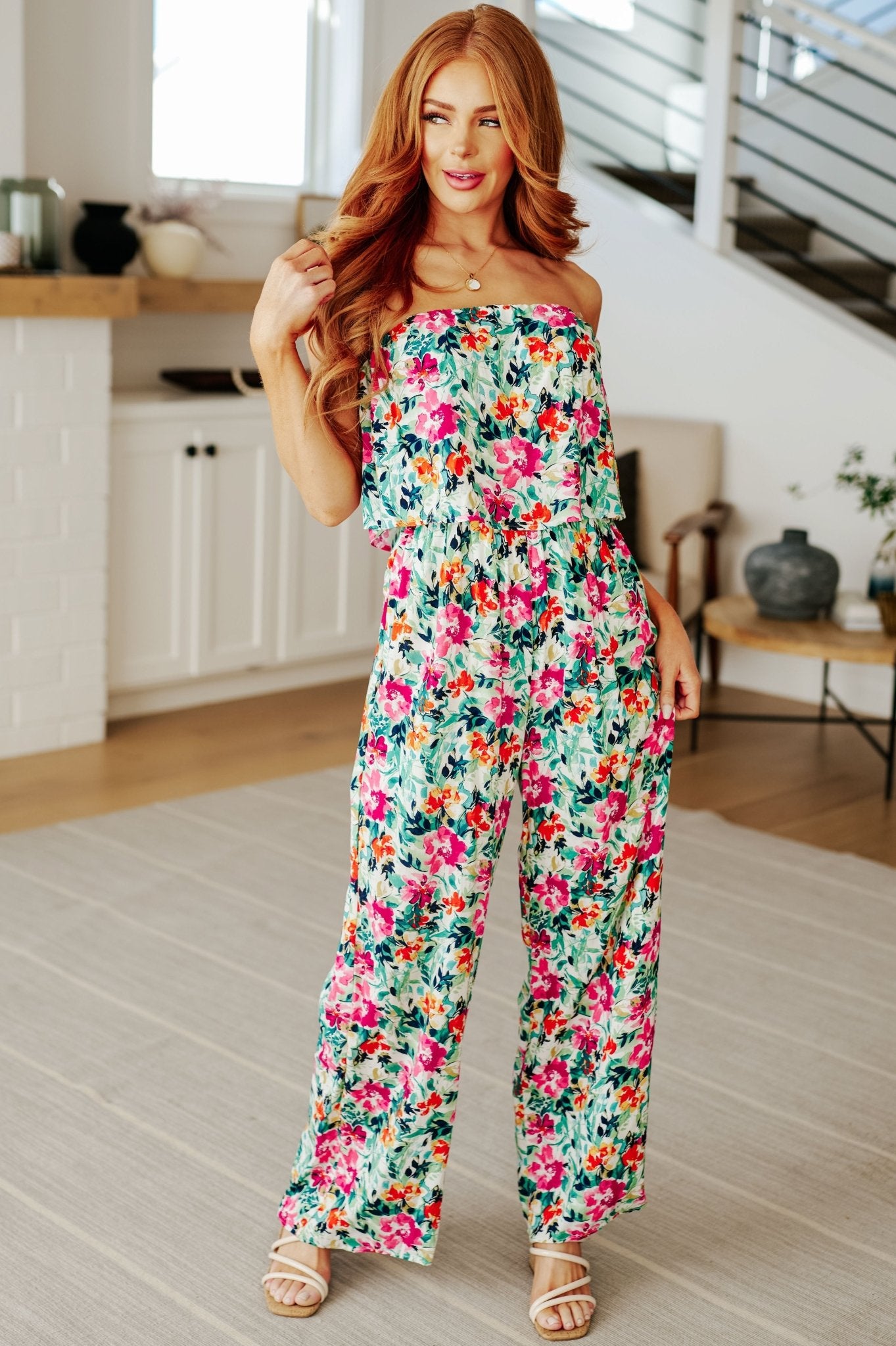 Life of the Party Floral Jumpsuit in Green - Loving God