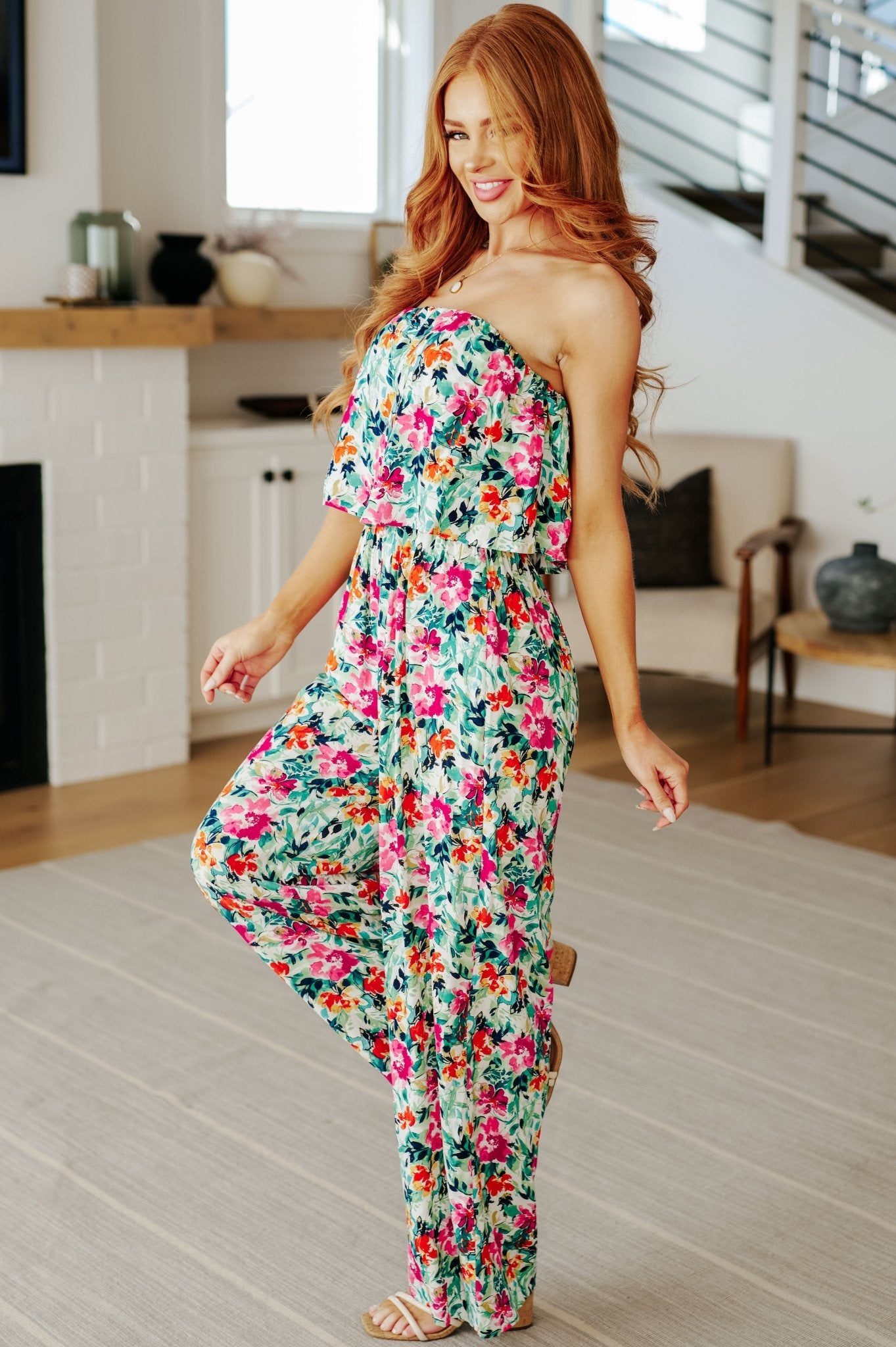 Life of the Party Floral Jumpsuit in Green - Loving God