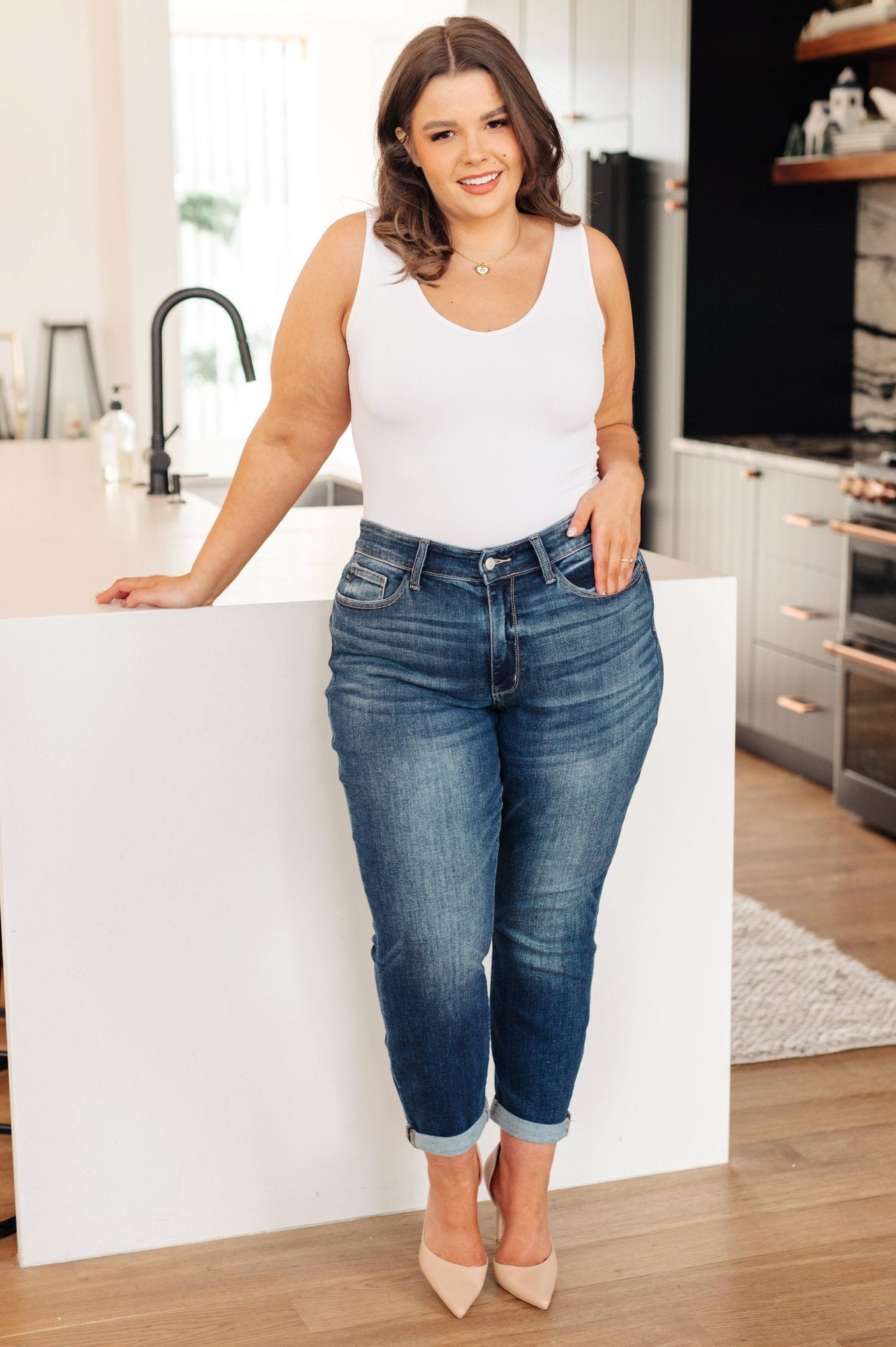 London Midrise Cuffed Boyfriend Jeans - Loving God