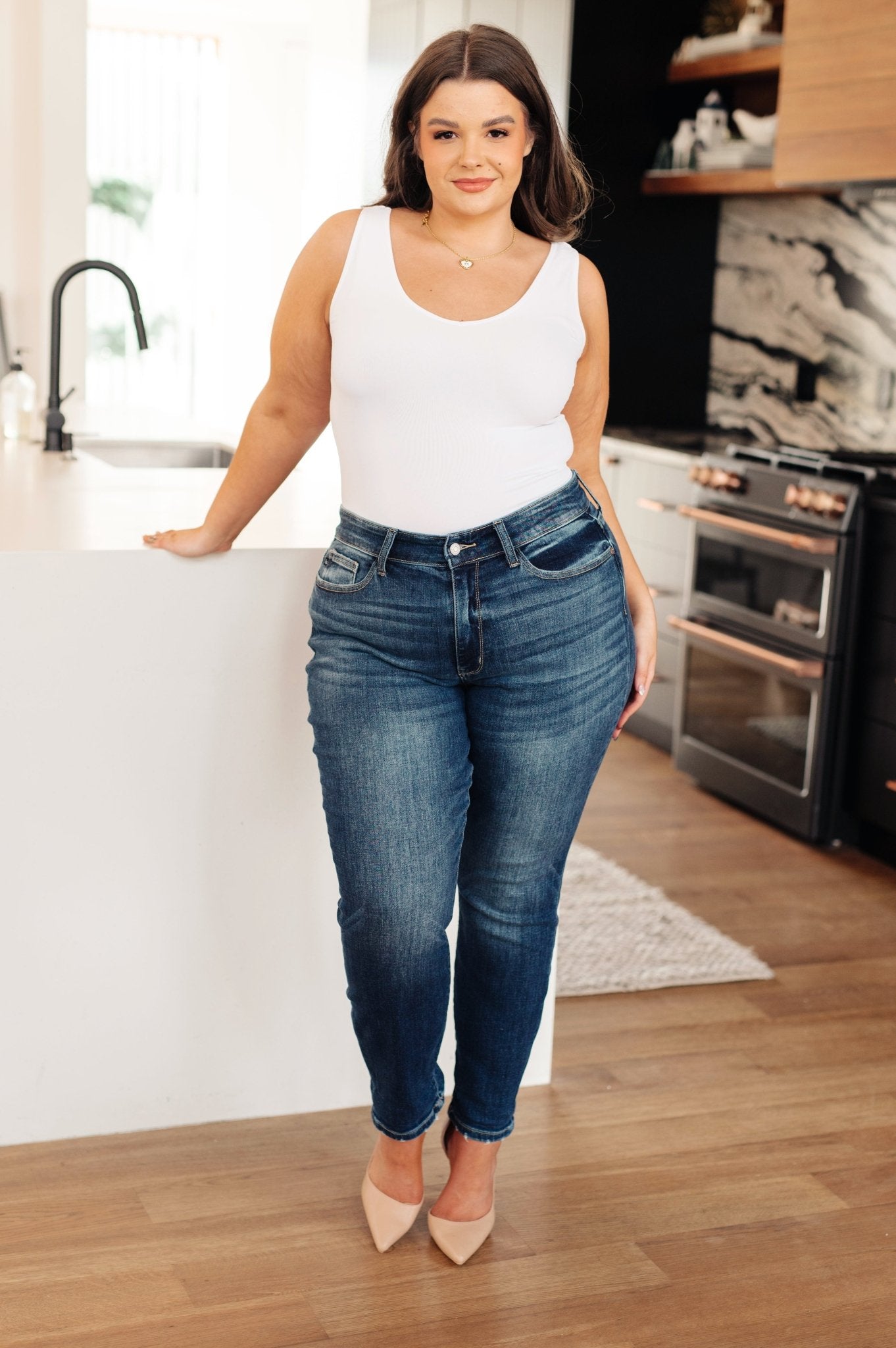 London Midrise Cuffed Boyfriend Jeans - Loving God