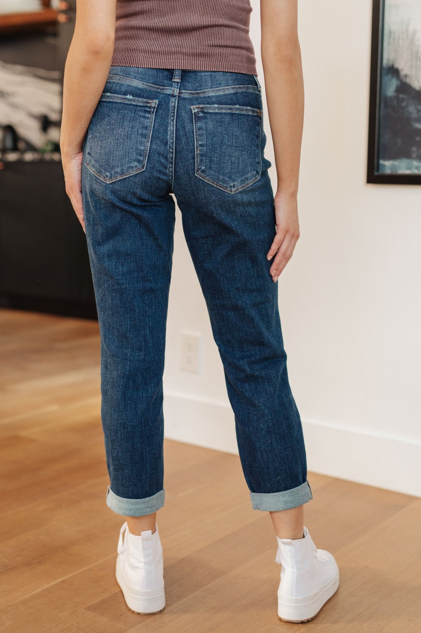London Midrise Cuffed Boyfriend Jeans - Loving God