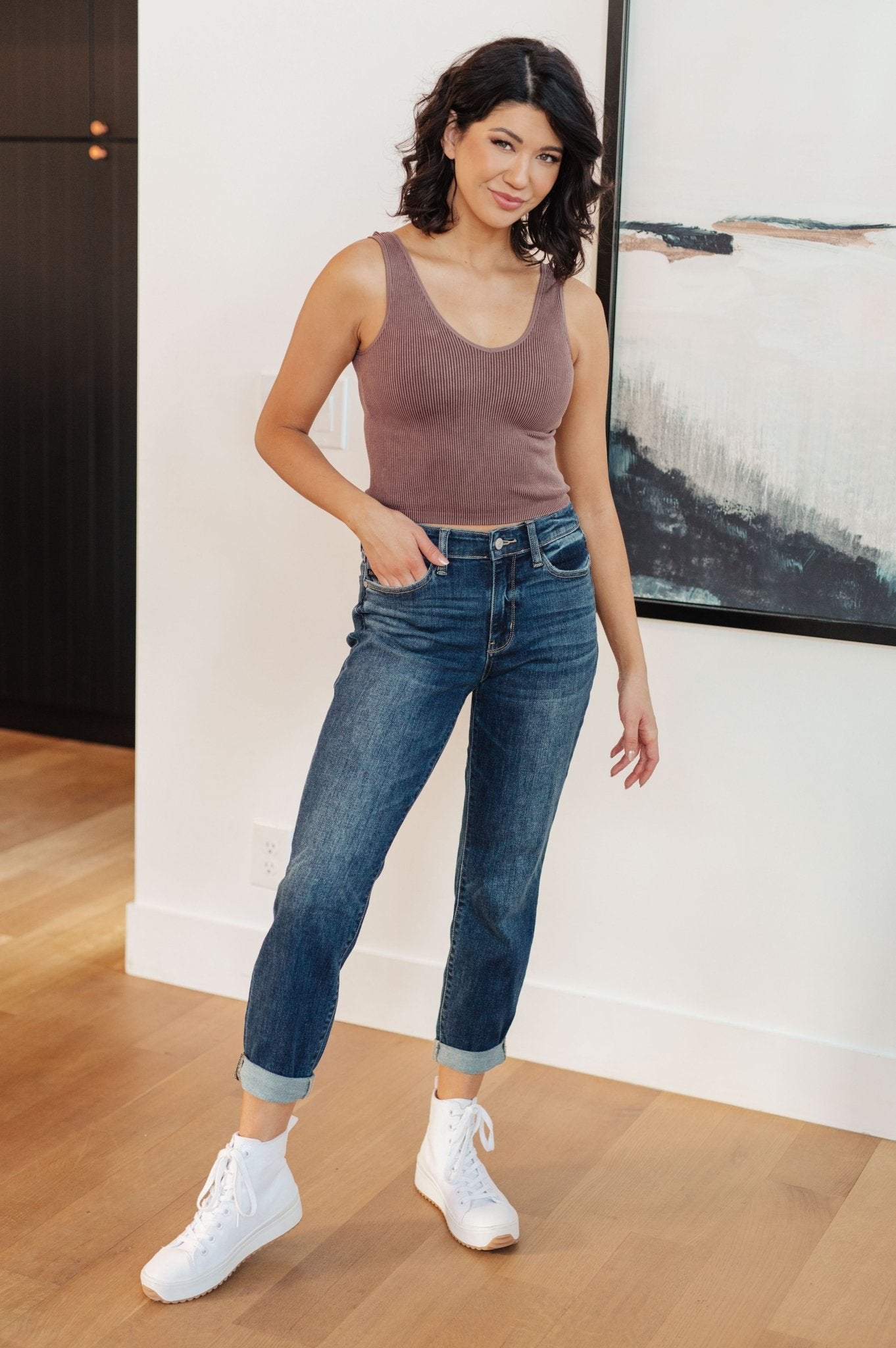 London Midrise Cuffed Boyfriend Jeans - Loving God