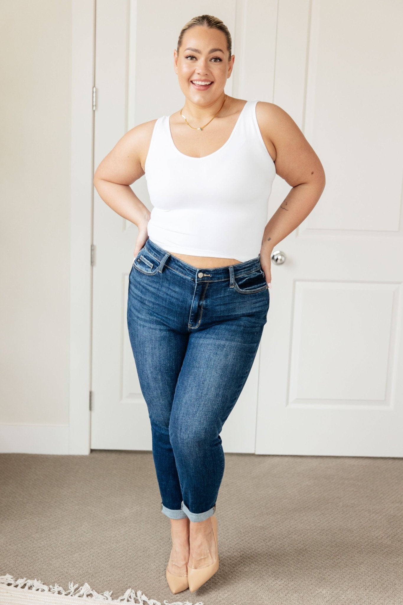 London Midrise Cuffed Boyfriend Jeans - Loving God