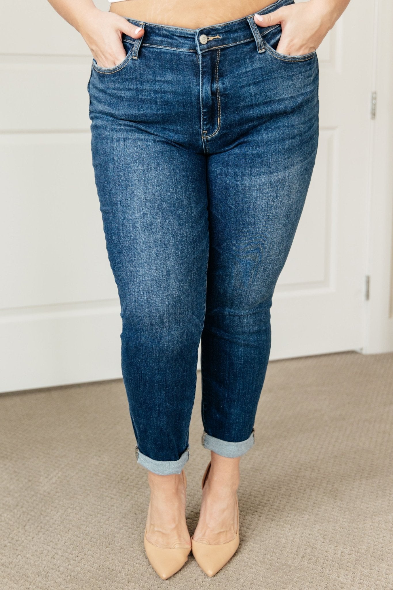 London Midrise Cuffed Boyfriend Jeans - Loving God