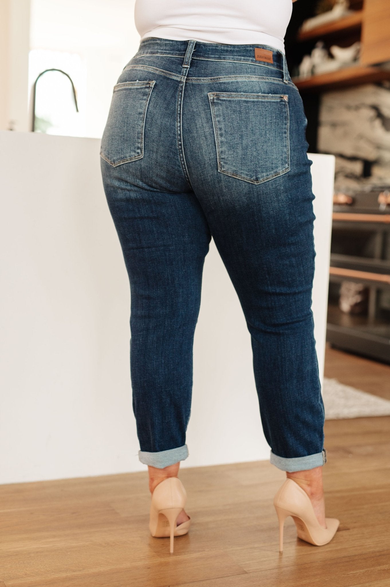 London Midrise Cuffed Boyfriend Jeans - Loving God