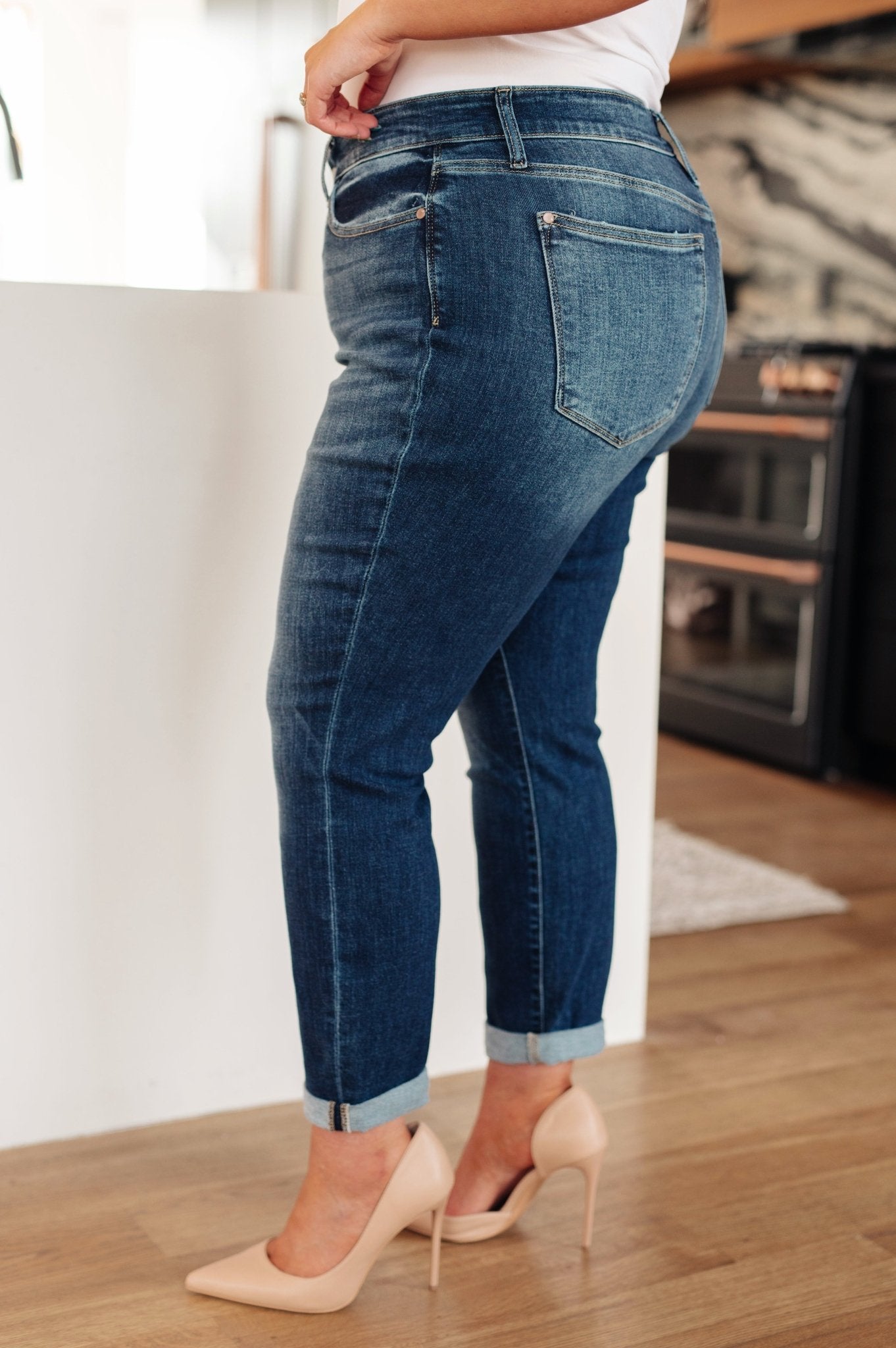London Midrise Cuffed Boyfriend Jeans - Loving God