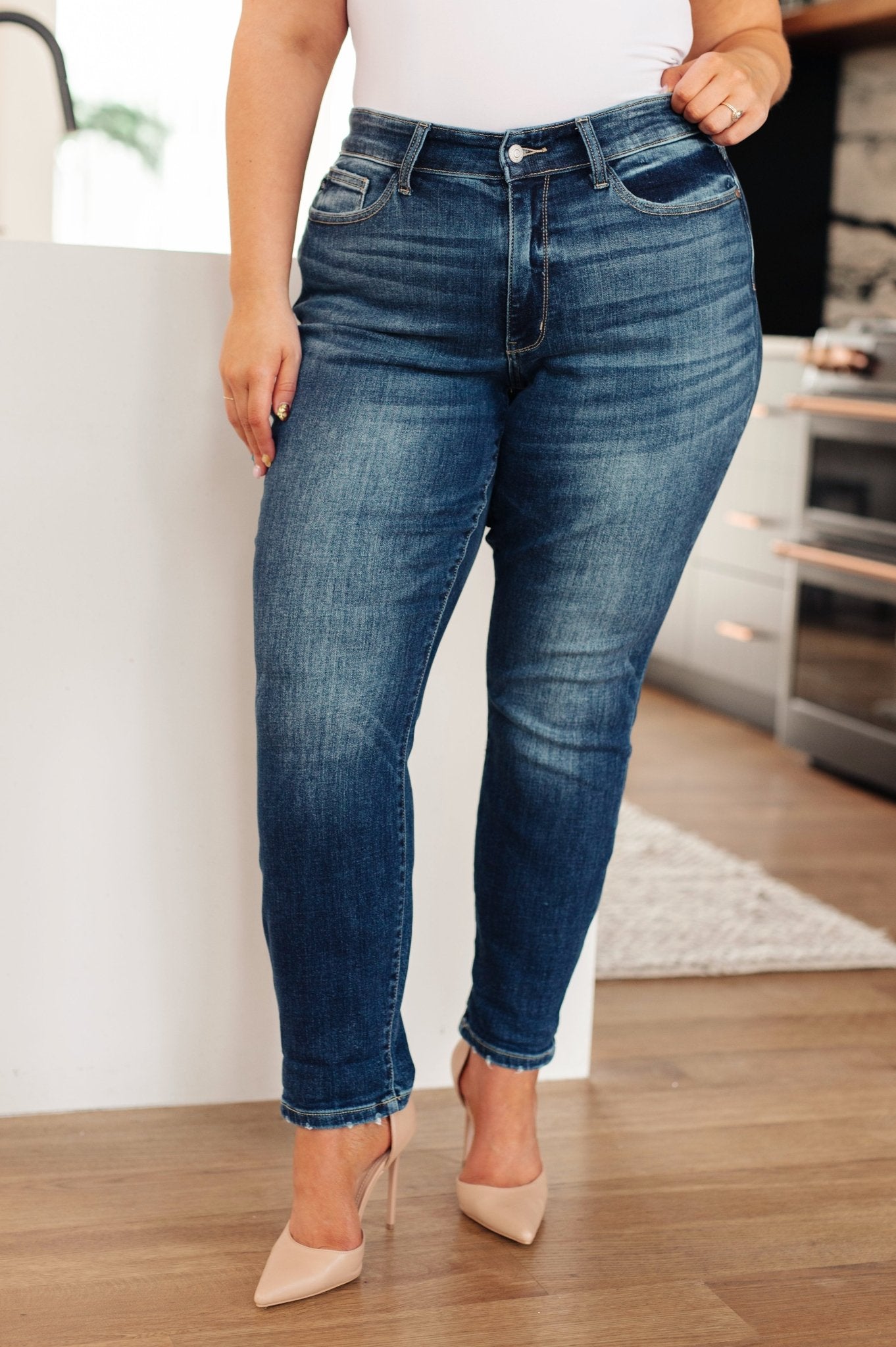 London Midrise Cuffed Boyfriend Jeans - Loving God
