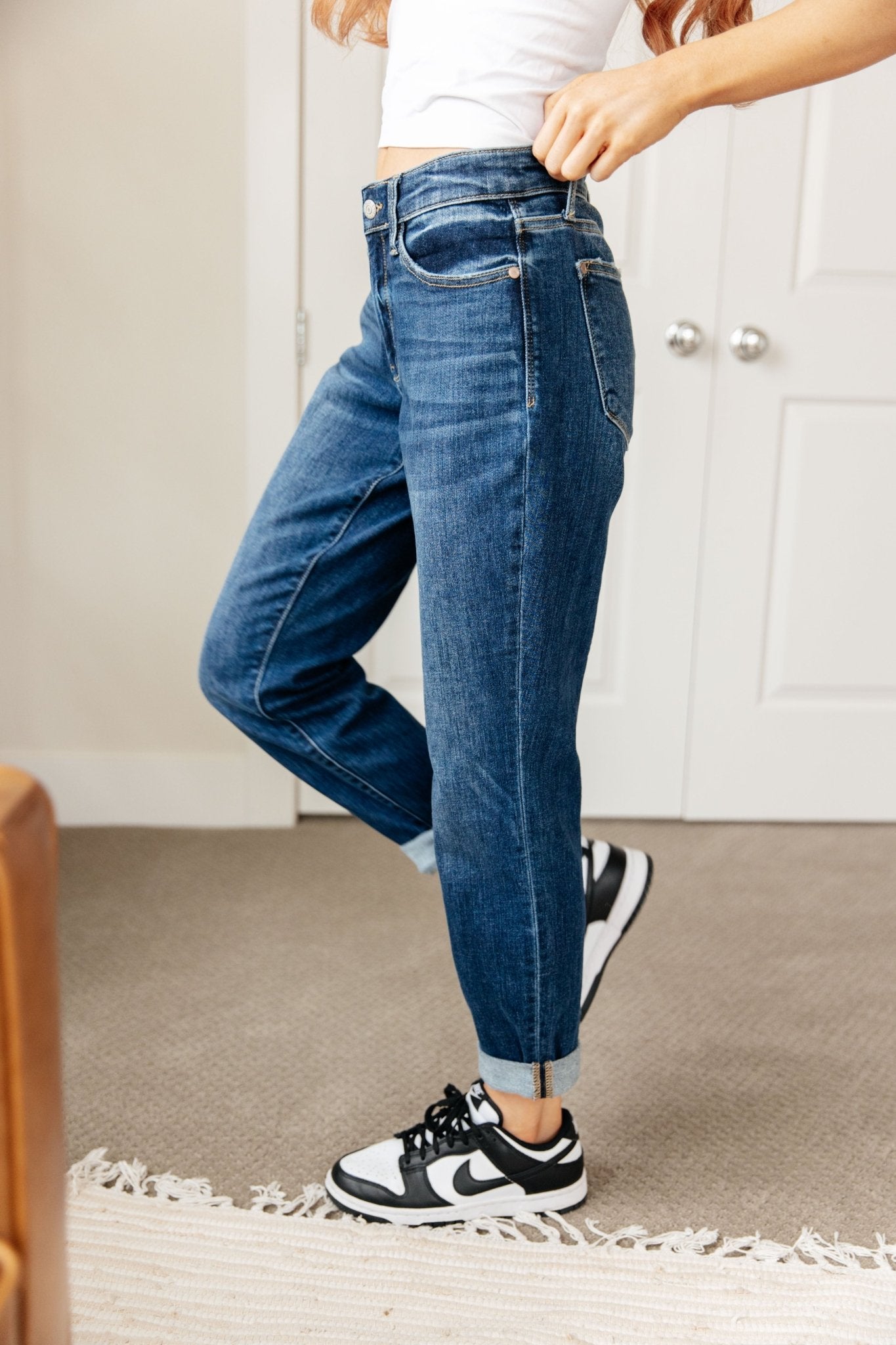London Midrise Cuffed Boyfriend Jeans - Loving God