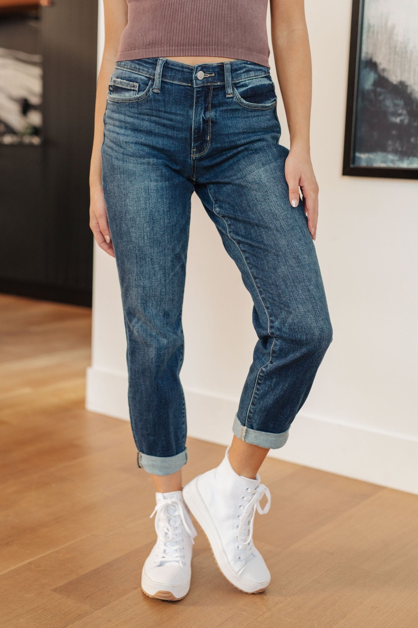 London Midrise Cuffed Boyfriend Jeans - Loving God