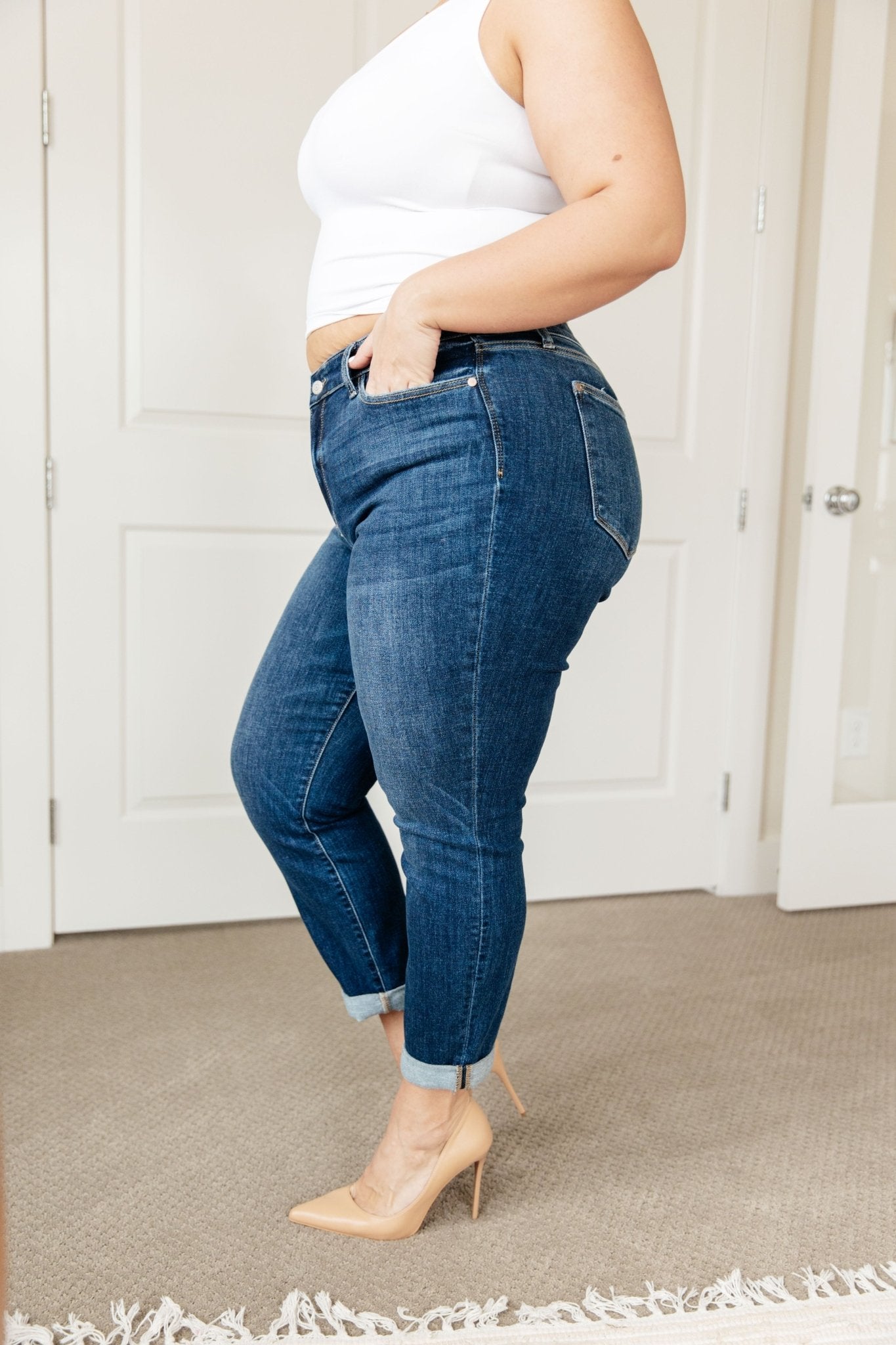 London Midrise Cuffed Boyfriend Jeans - Loving God