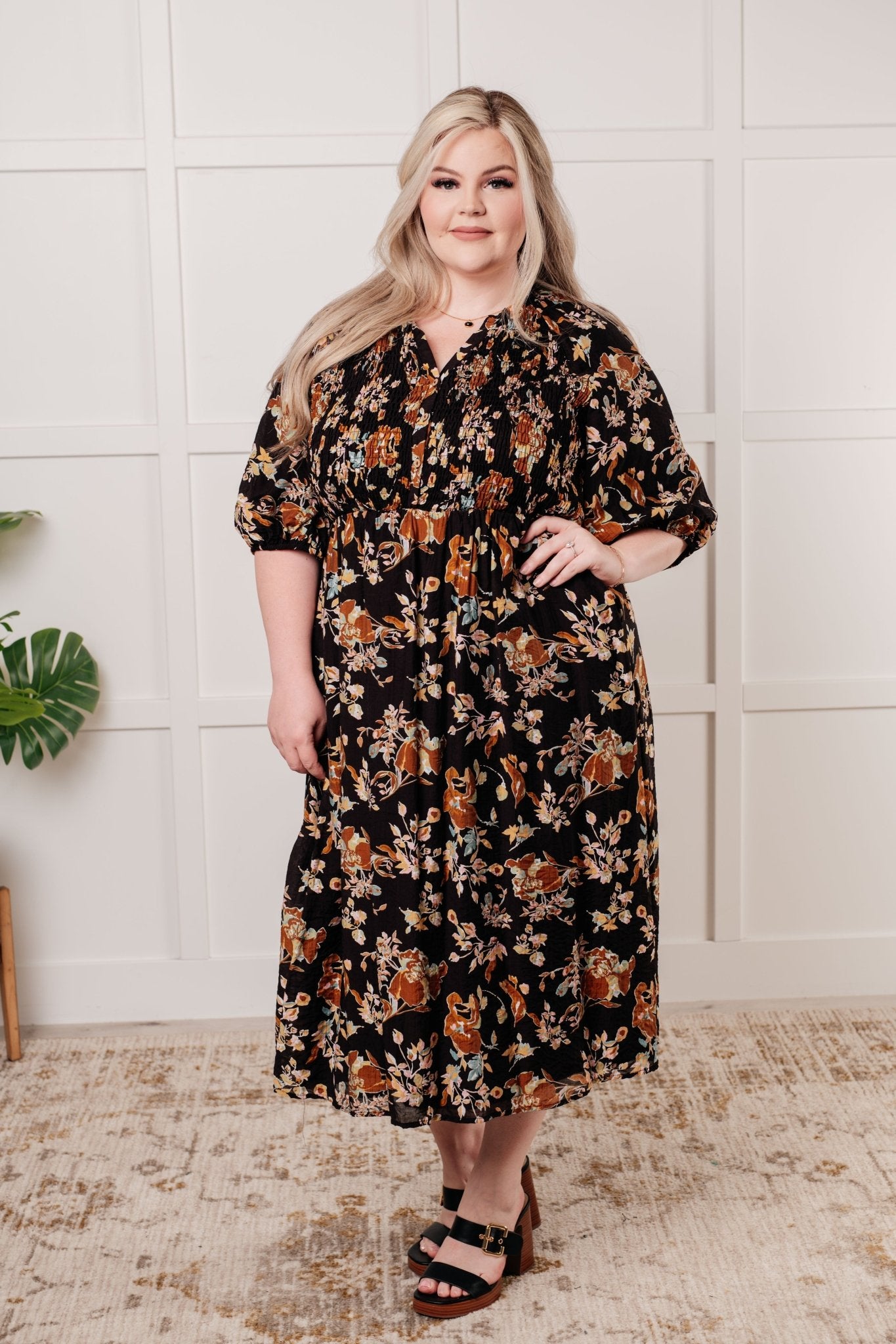 Look My Way Smocked Bodice Button Down Dress - Loving God