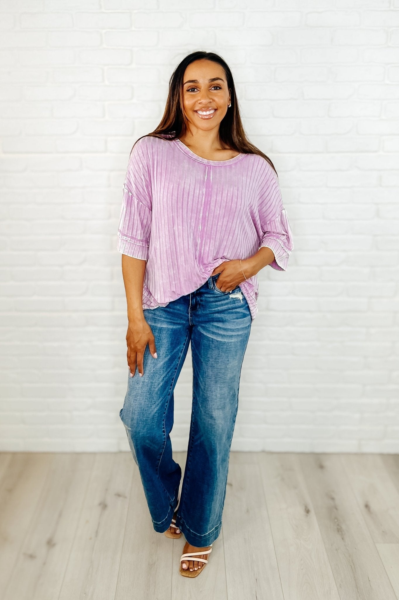 Loosely Speaking Oversized Basic Top in Mauve - Loving God
