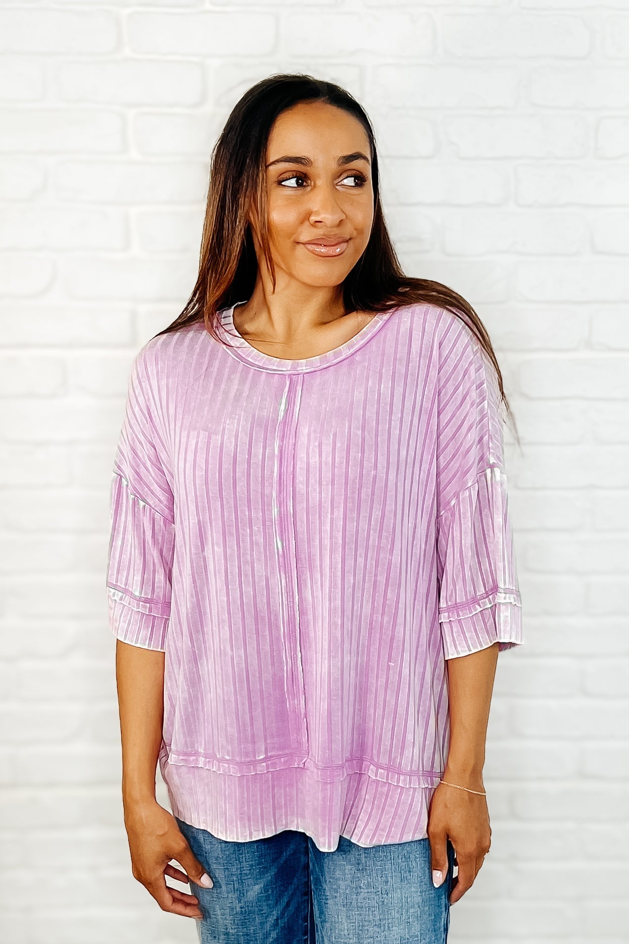 Loosely Speaking Oversized Basic Top in Mauve - Loving God