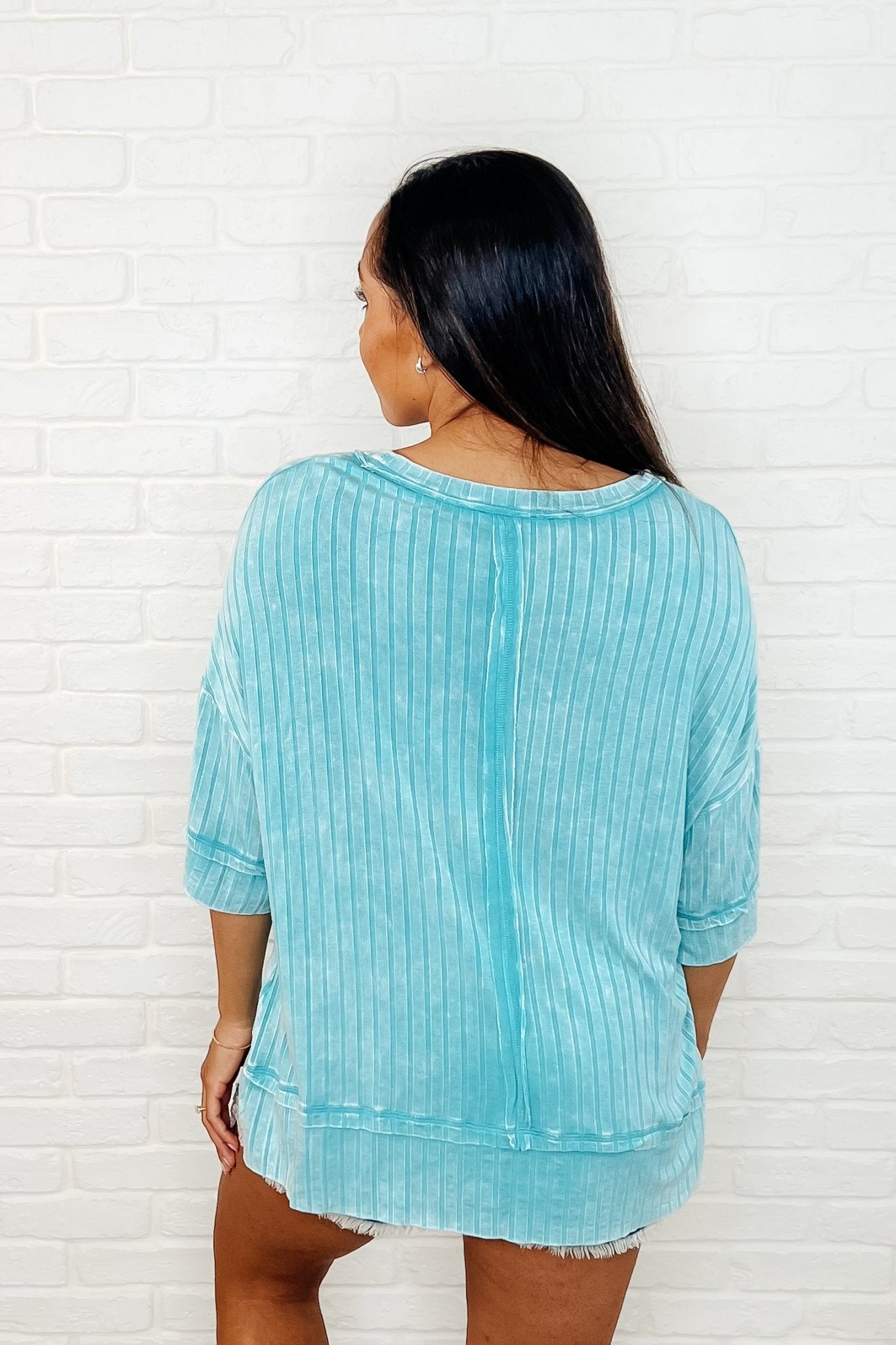 Loosely Speaking Oversized Basic Top in Turquoise - Loving God