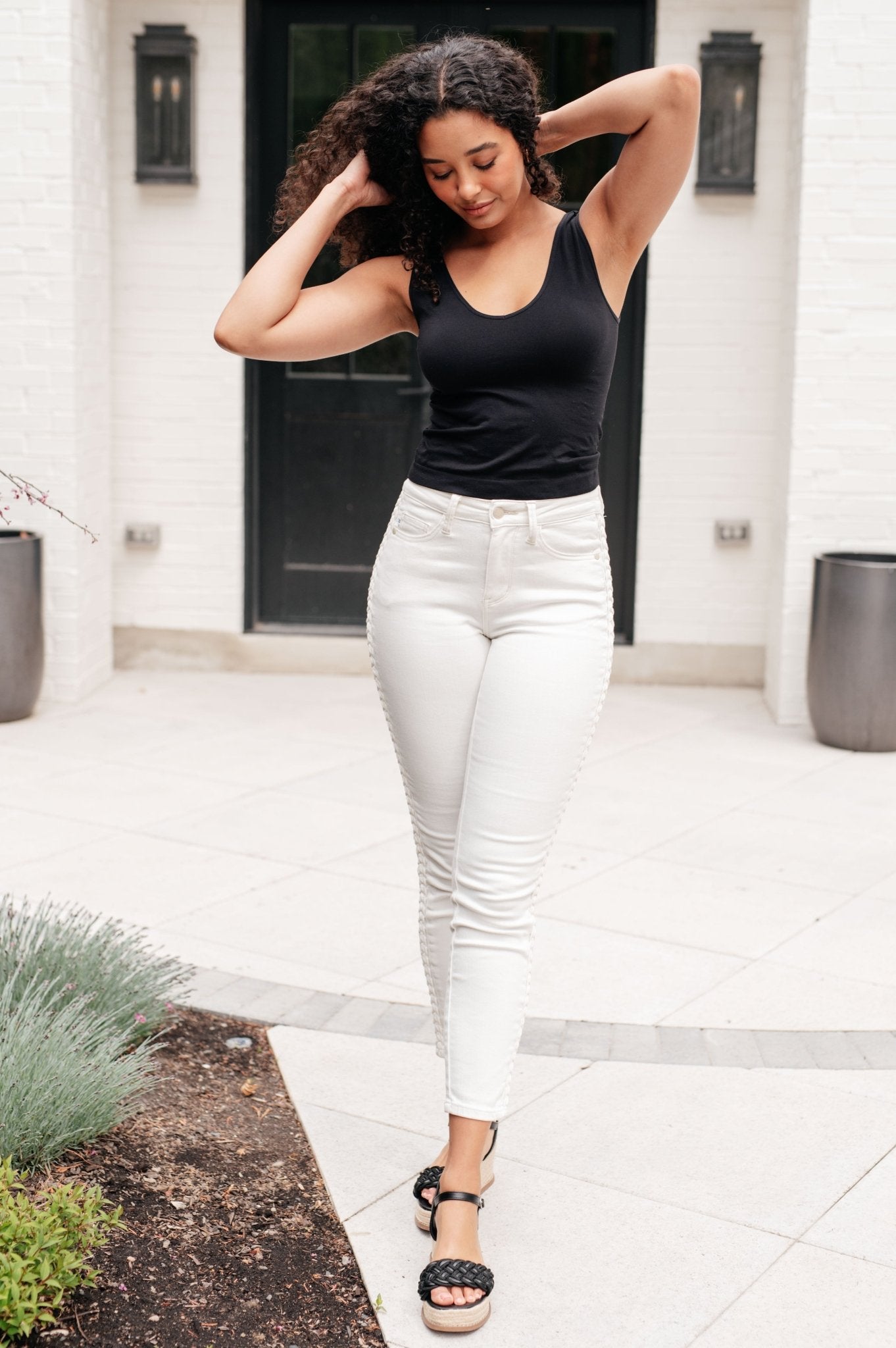 Maddie Mid Rise Braided Side Seam Relaxed Jeans - Loving God