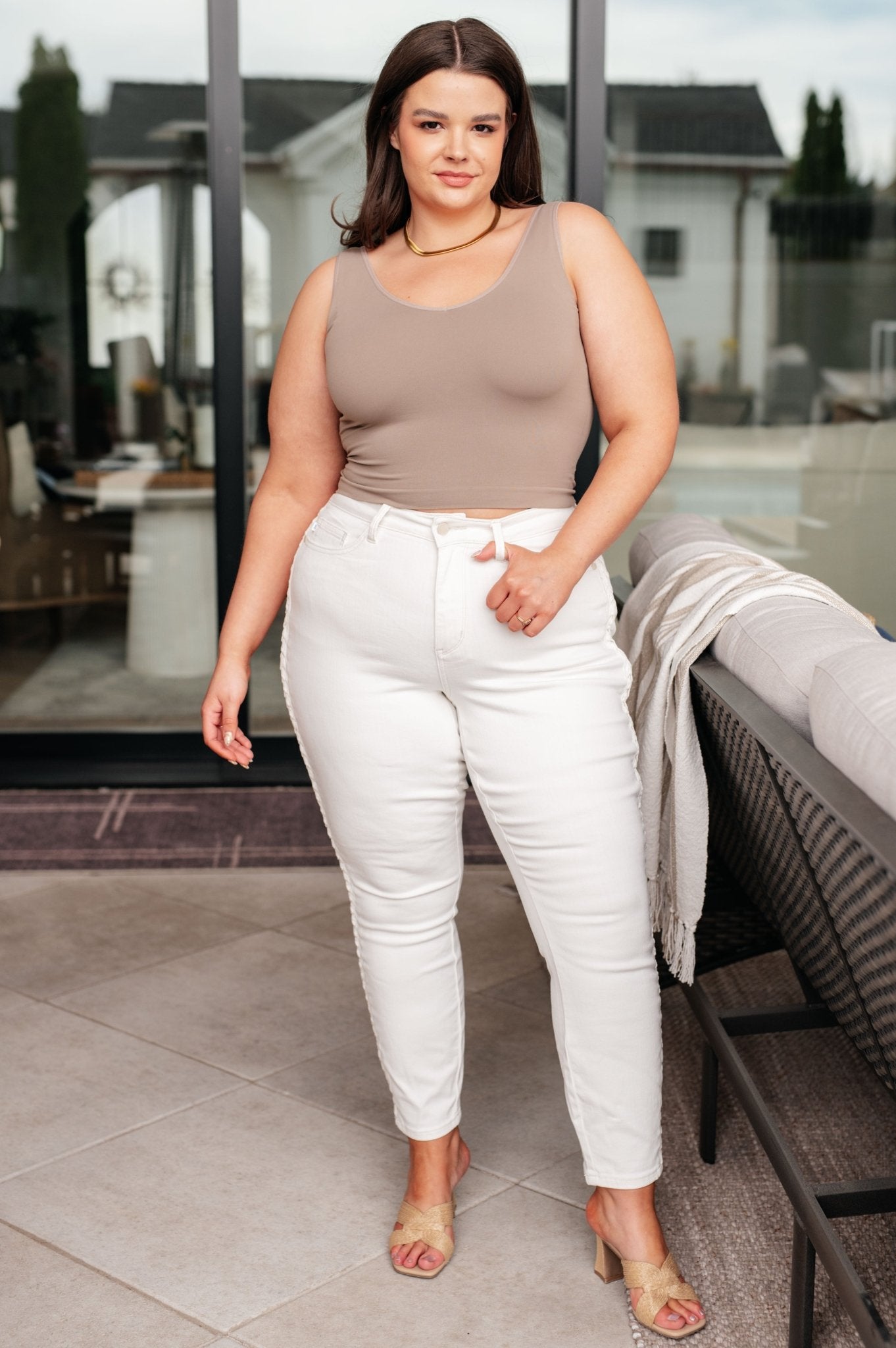 Maddie Mid Rise Braided Side Seam Relaxed Jeans - Loving God