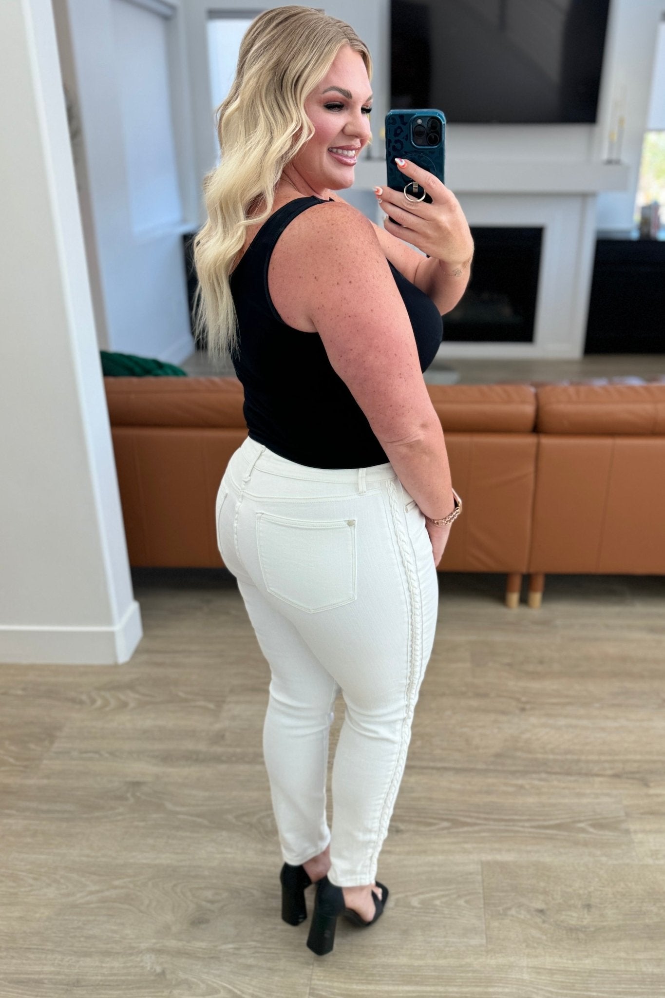 Maddie Mid Rise Braided Side Seam Relaxed Jeans - Loving God