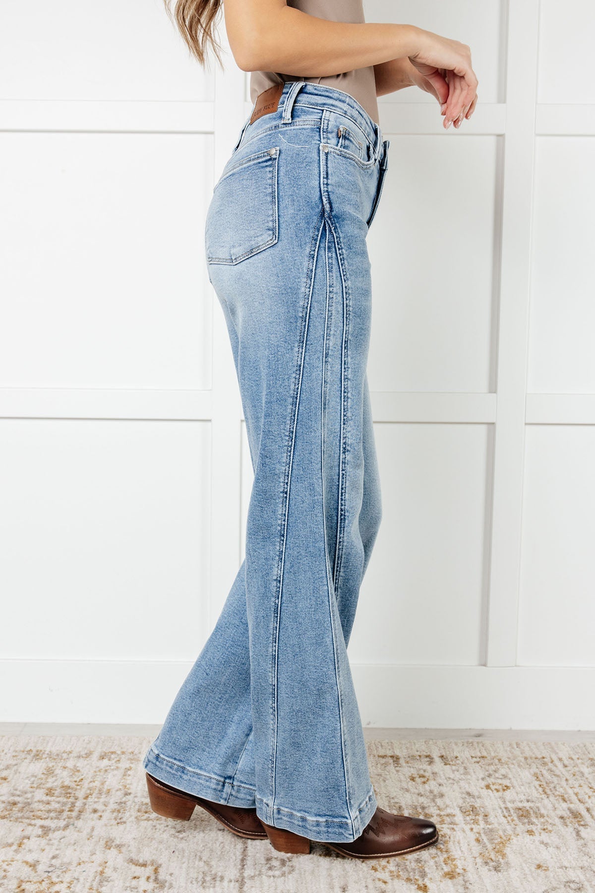 Melia High Rise Side Seam Detail Wide Leg Jeans - Loving God