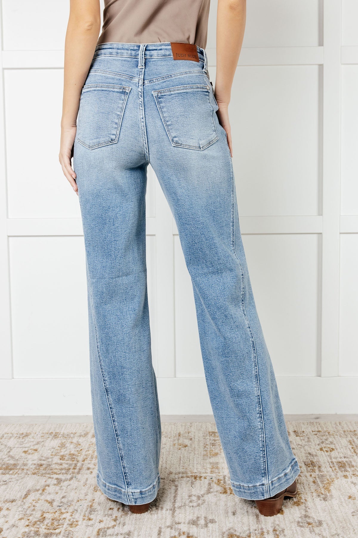 Melia High Rise Side Seam Detail Wide Leg Jeans - Loving God