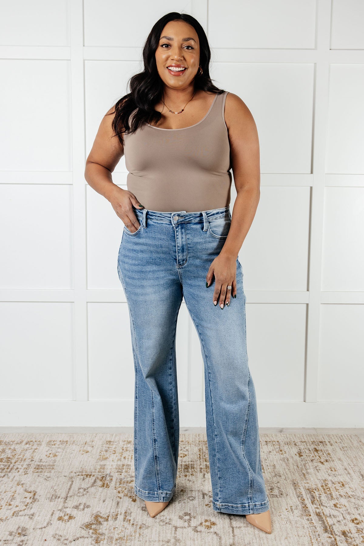 Melia High Rise Side Seam Detail Wide Leg Jeans - Loving God