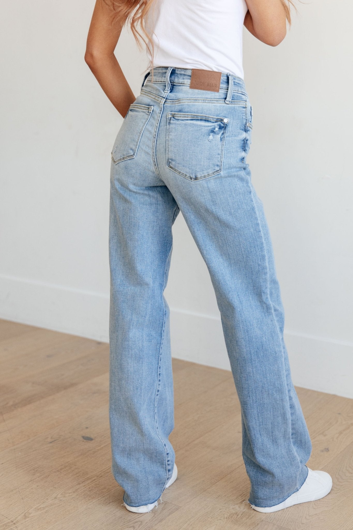 Mildred High Rise V Front Waistband Straight Jeans - Loving God