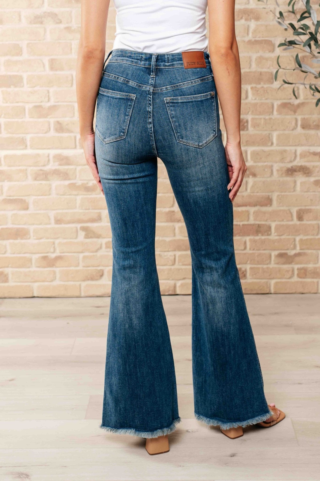 Miley High Waist Control Top Frayed Hem Flare Jeans - Loving God
