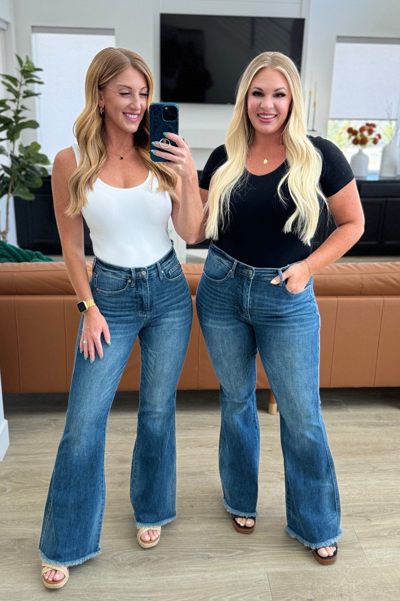 Miley High Waist Control Top Frayed Hem Flare Jeans - Loving God