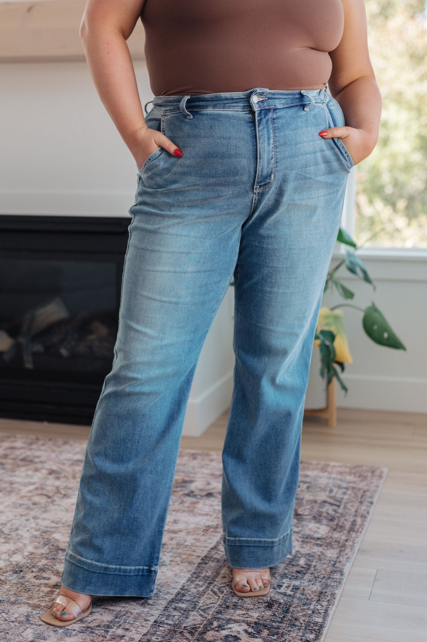 Mindy Mid Rise Wide Leg Jeans - Loving God