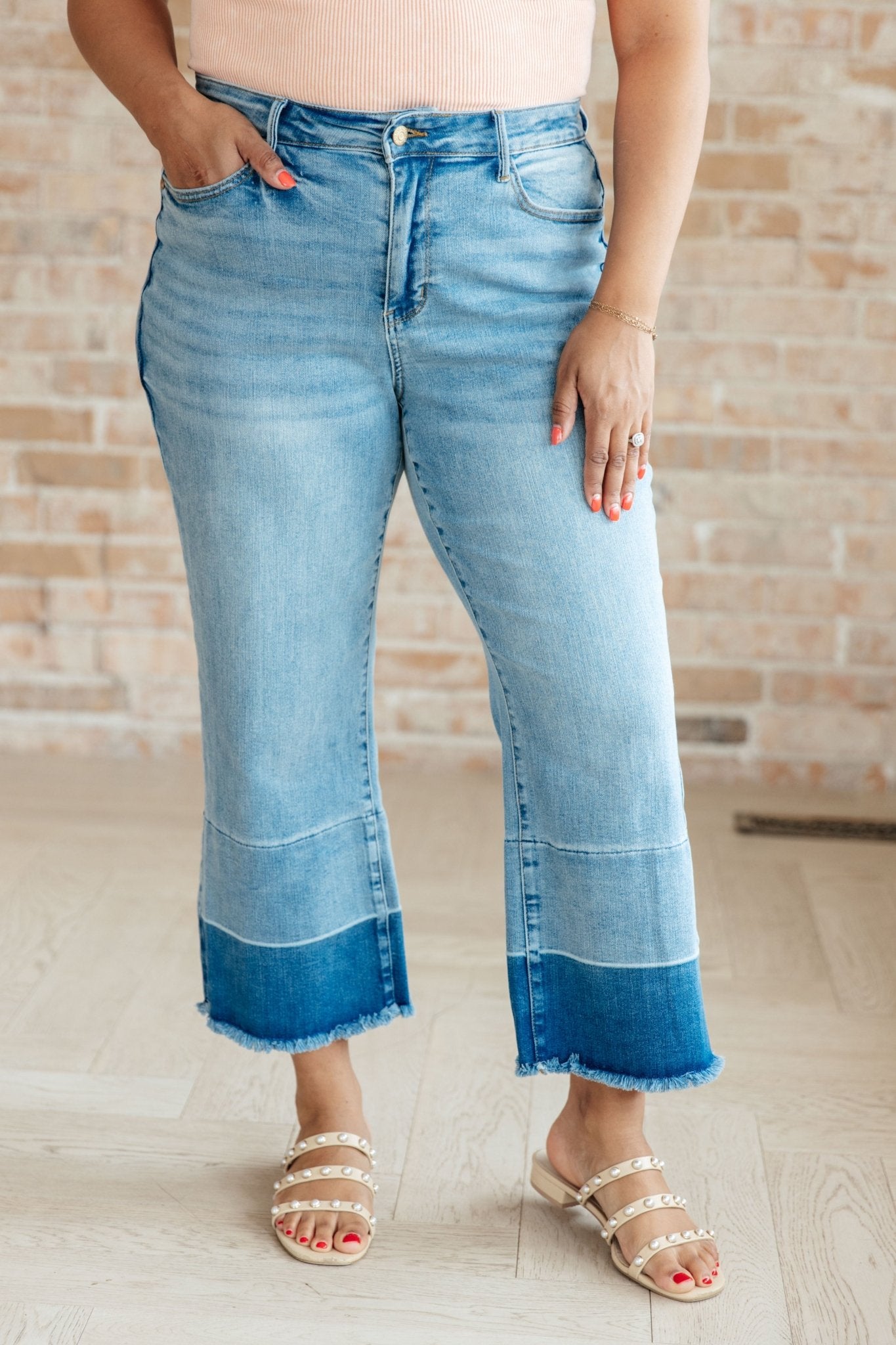 Olivia High Rise Wide Leg Crop Jeans in Medium Wash - Loving God