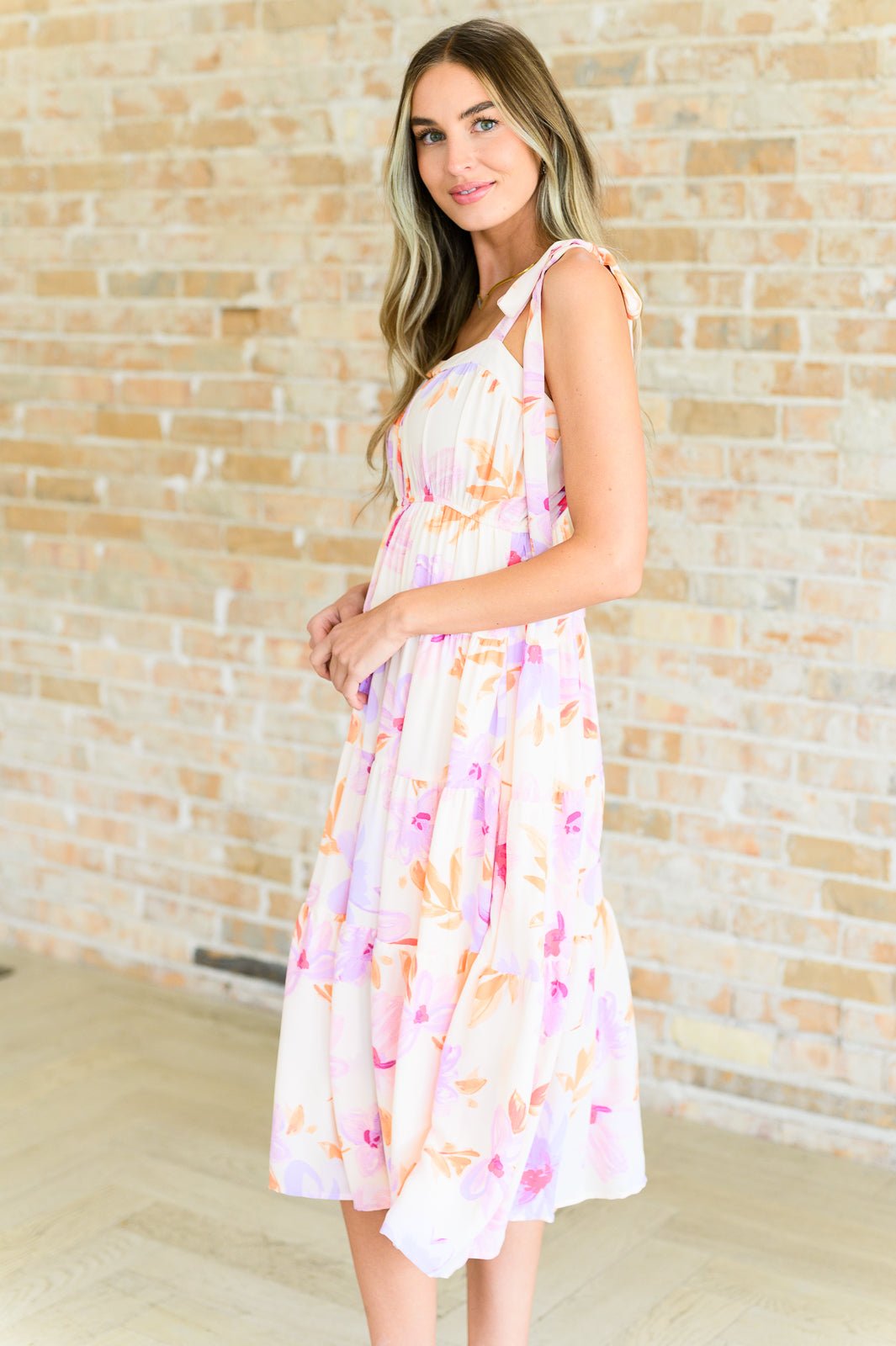Pastel Petals Floral Midi Dress - Loving God