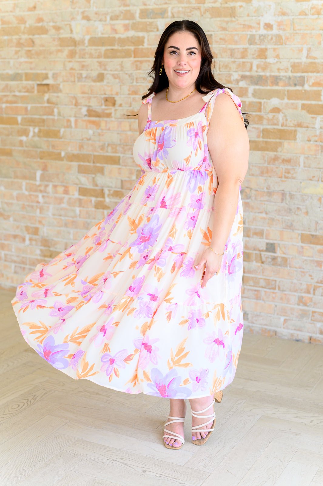 Pastel Petals Floral Midi Dress - Loving God