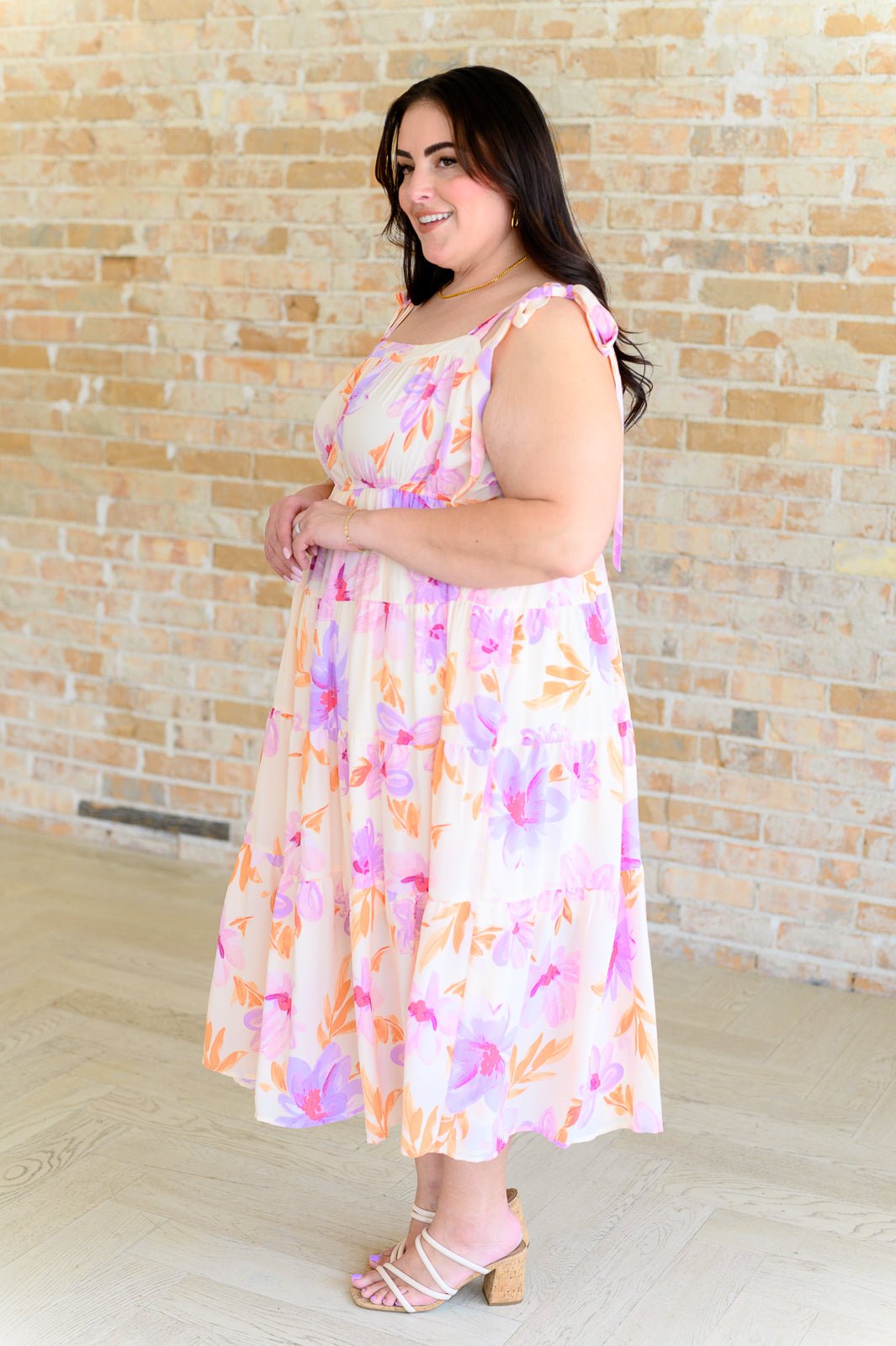 Pastel Petals Floral Midi Dress - Loving God