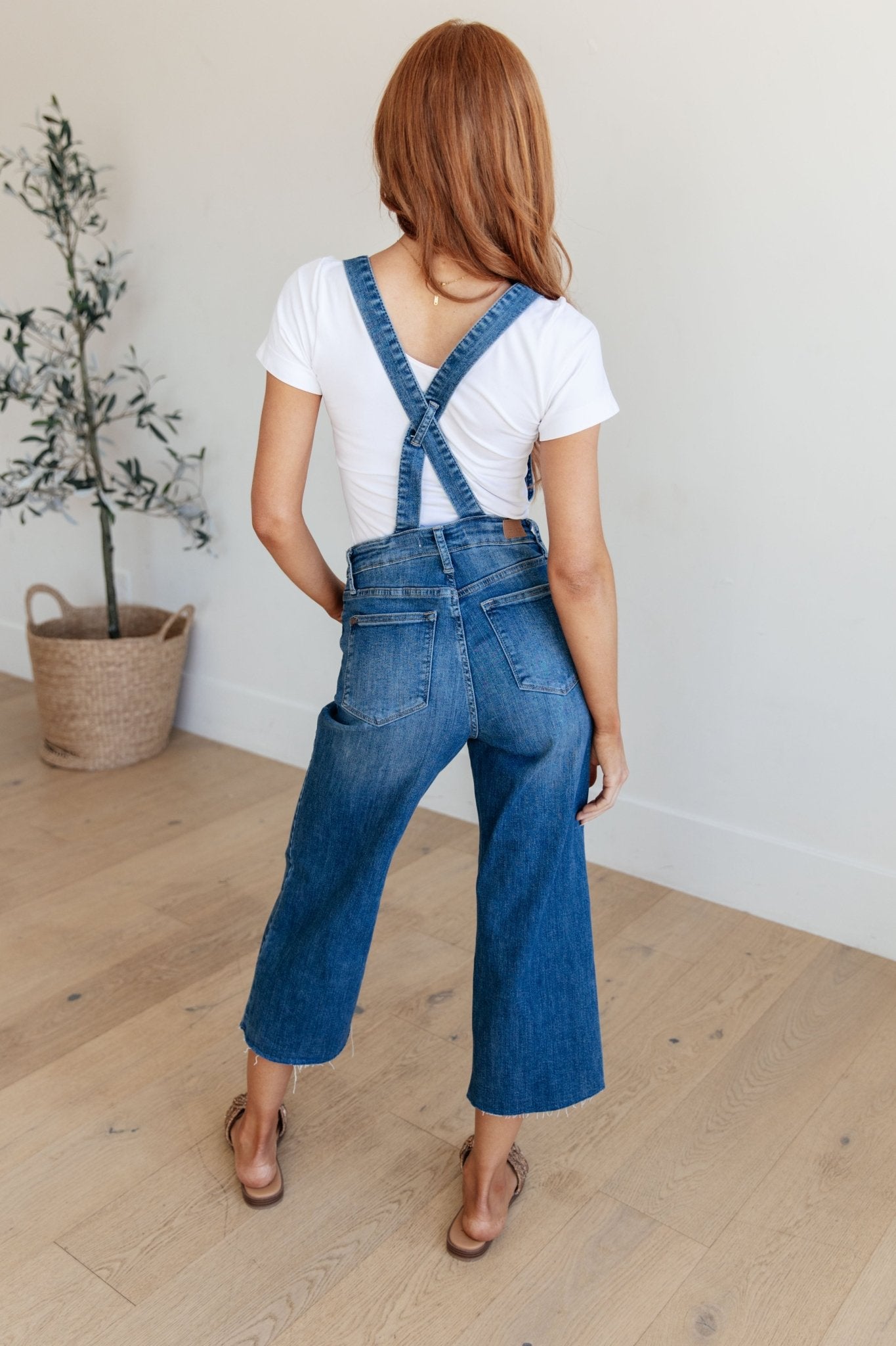 Priscilla High Rise Crop Wide Leg Denim Overalls - Loving God