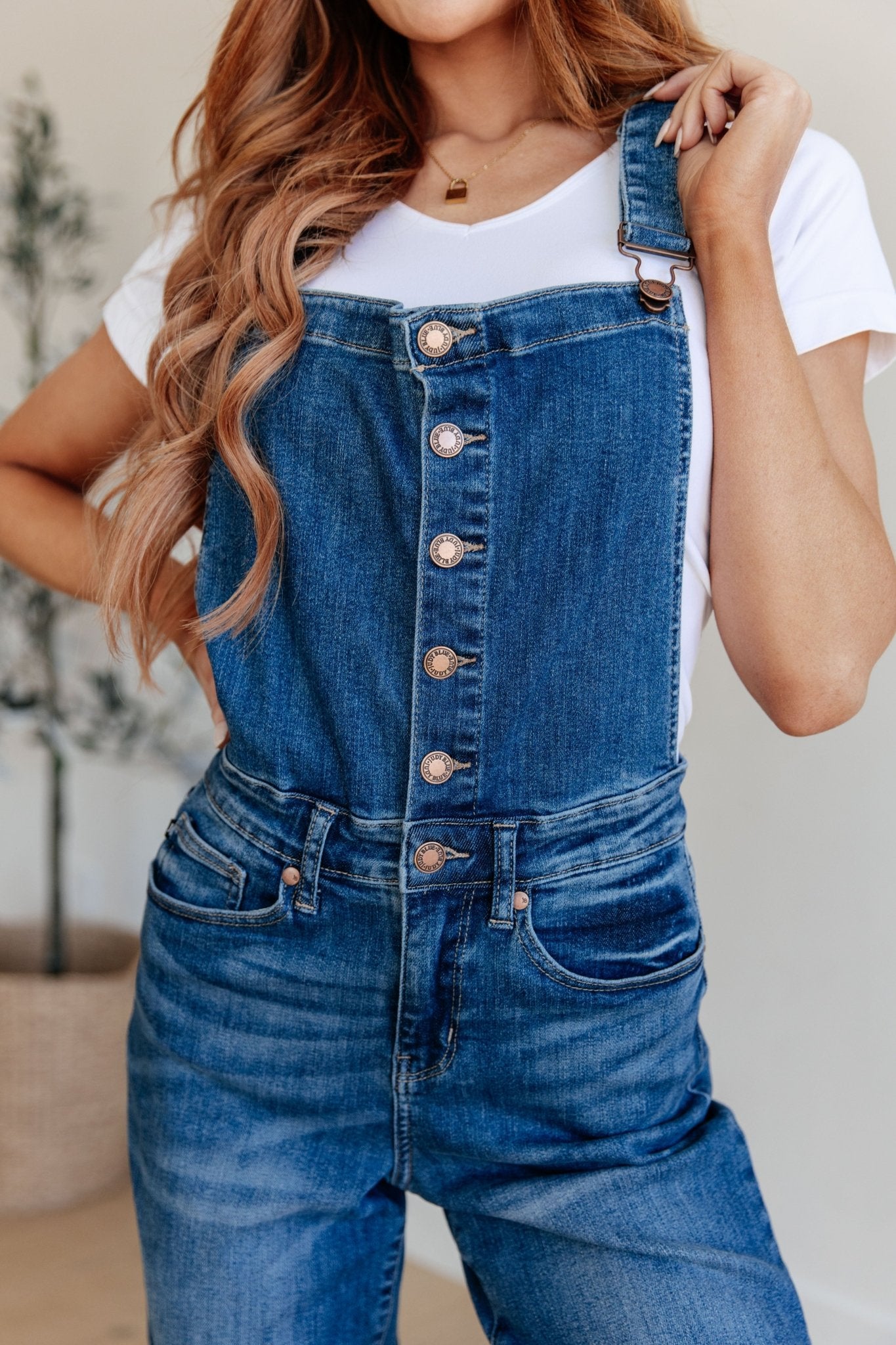 Priscilla High Rise Crop Wide Leg Denim Overalls - Loving God
