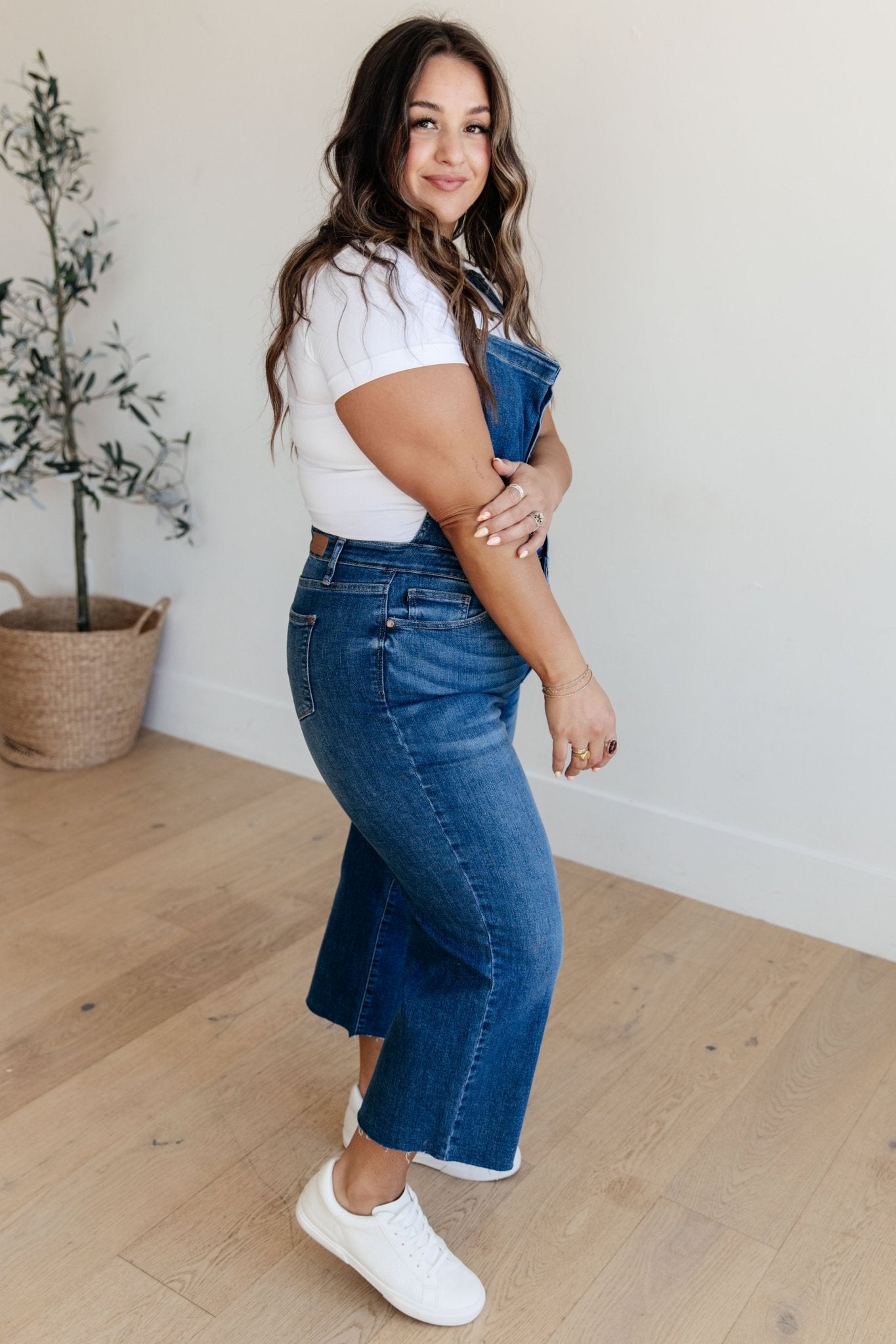 Priscilla High Rise Crop Wide Leg Denim Overalls - Loving God