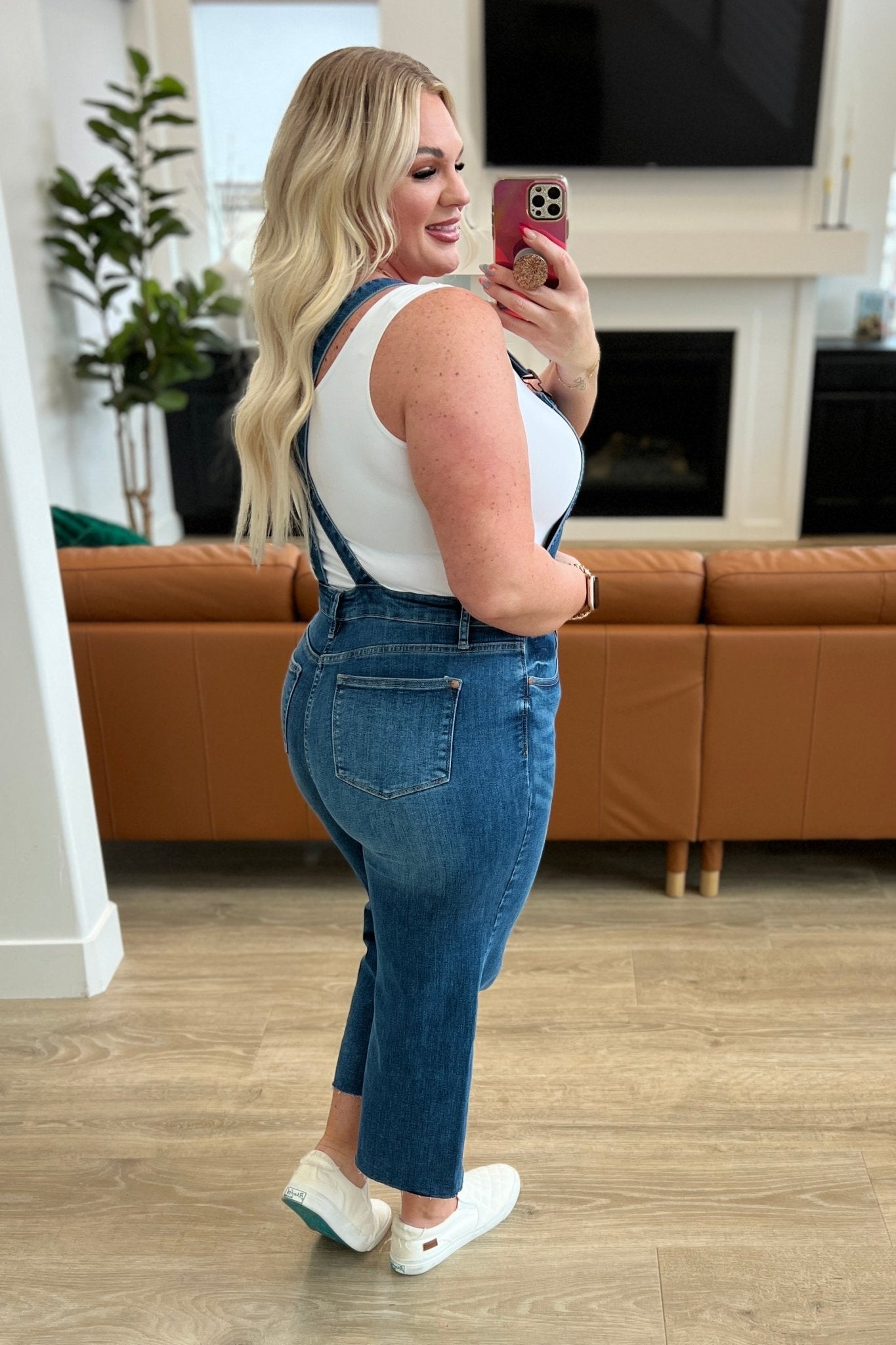 Priscilla High Rise Crop Wide Leg Denim Overalls - Loving God