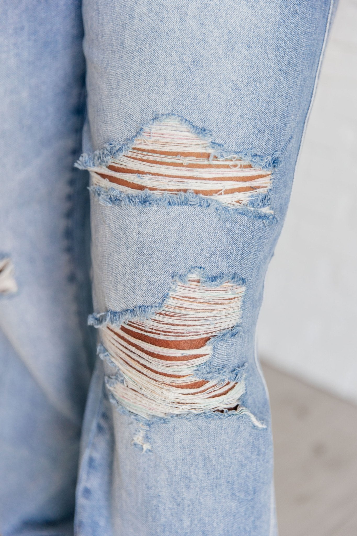 Ramona High Rise Rigid Magic Destroyed Straight Jeans - Loving God