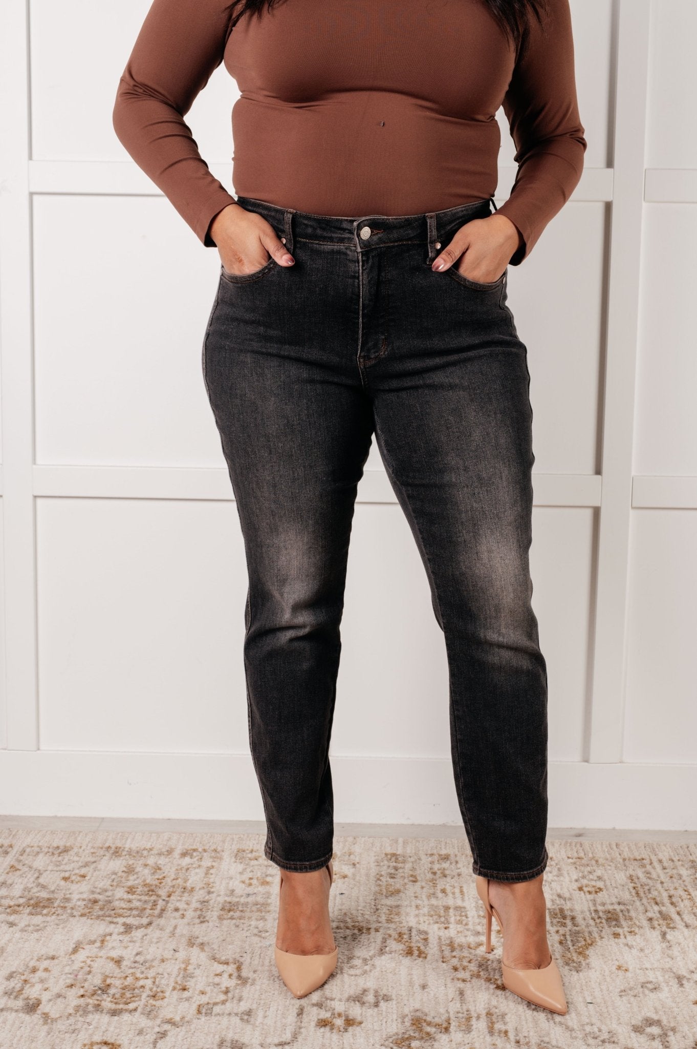 Rita Mid Rise Control Top Slim Jeans - Loving God