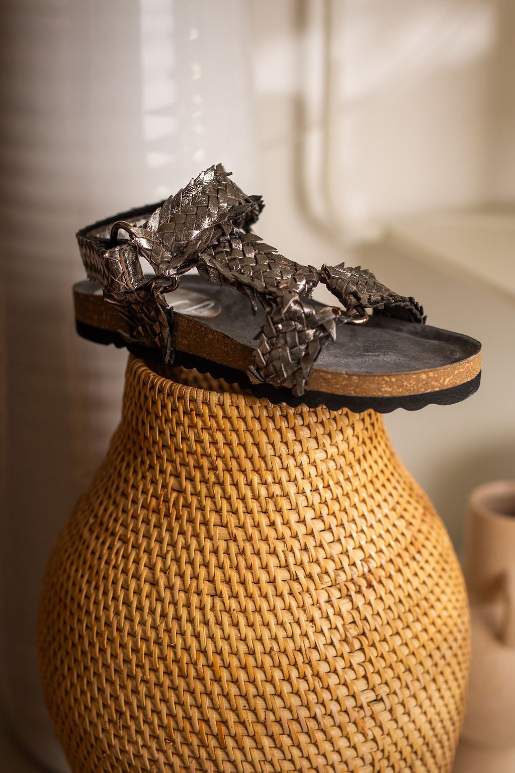 River Dance Woven Sandal in Pewter - Loving God