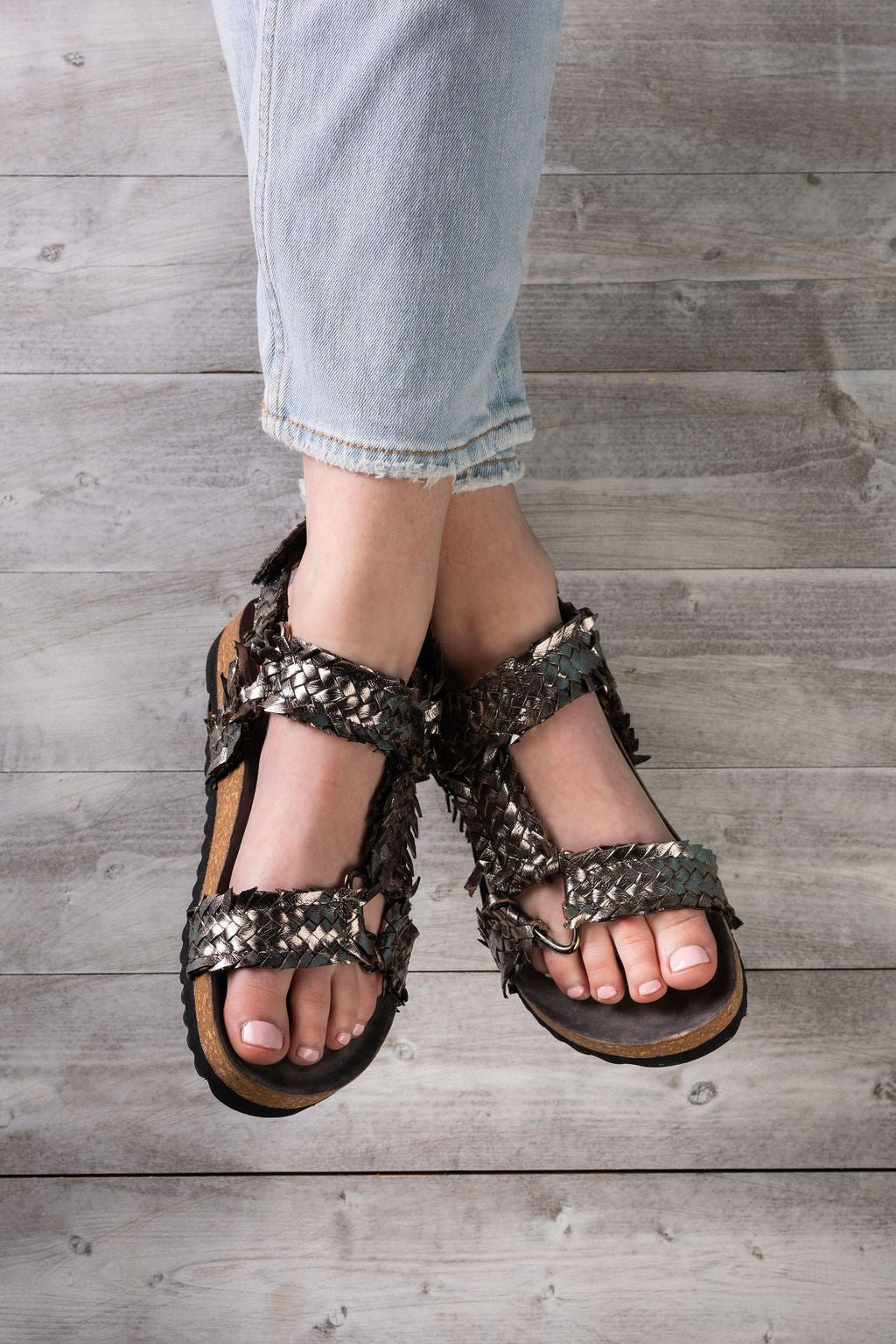 River Dance Woven Sandal in Pewter - Loving God
