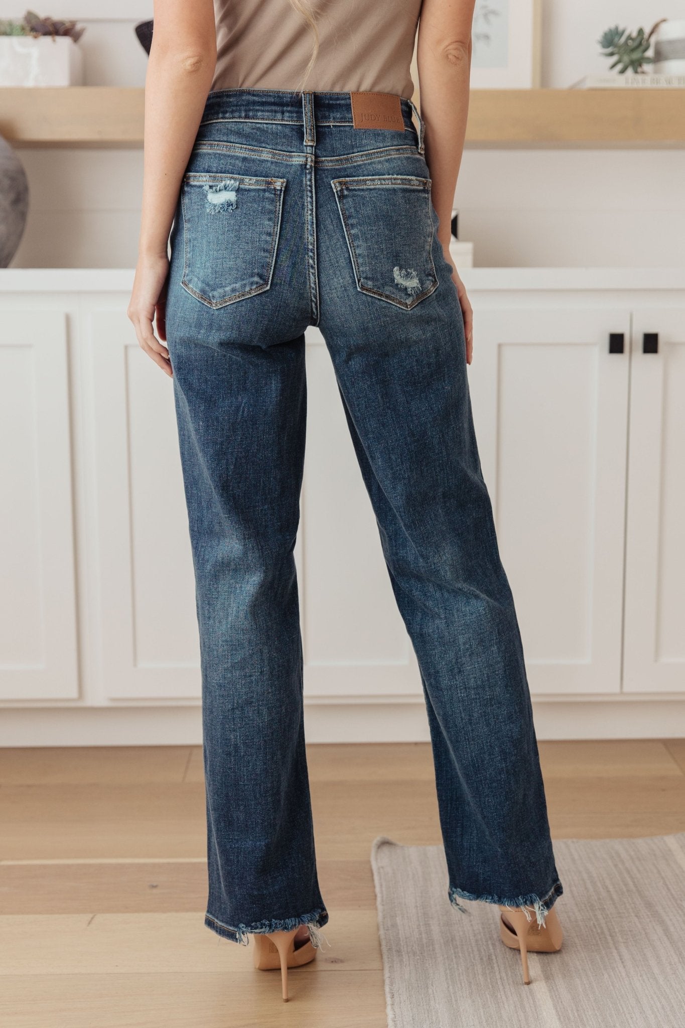 Rose High Rise 90's Straight Jeans in Dark Wash - Loving God