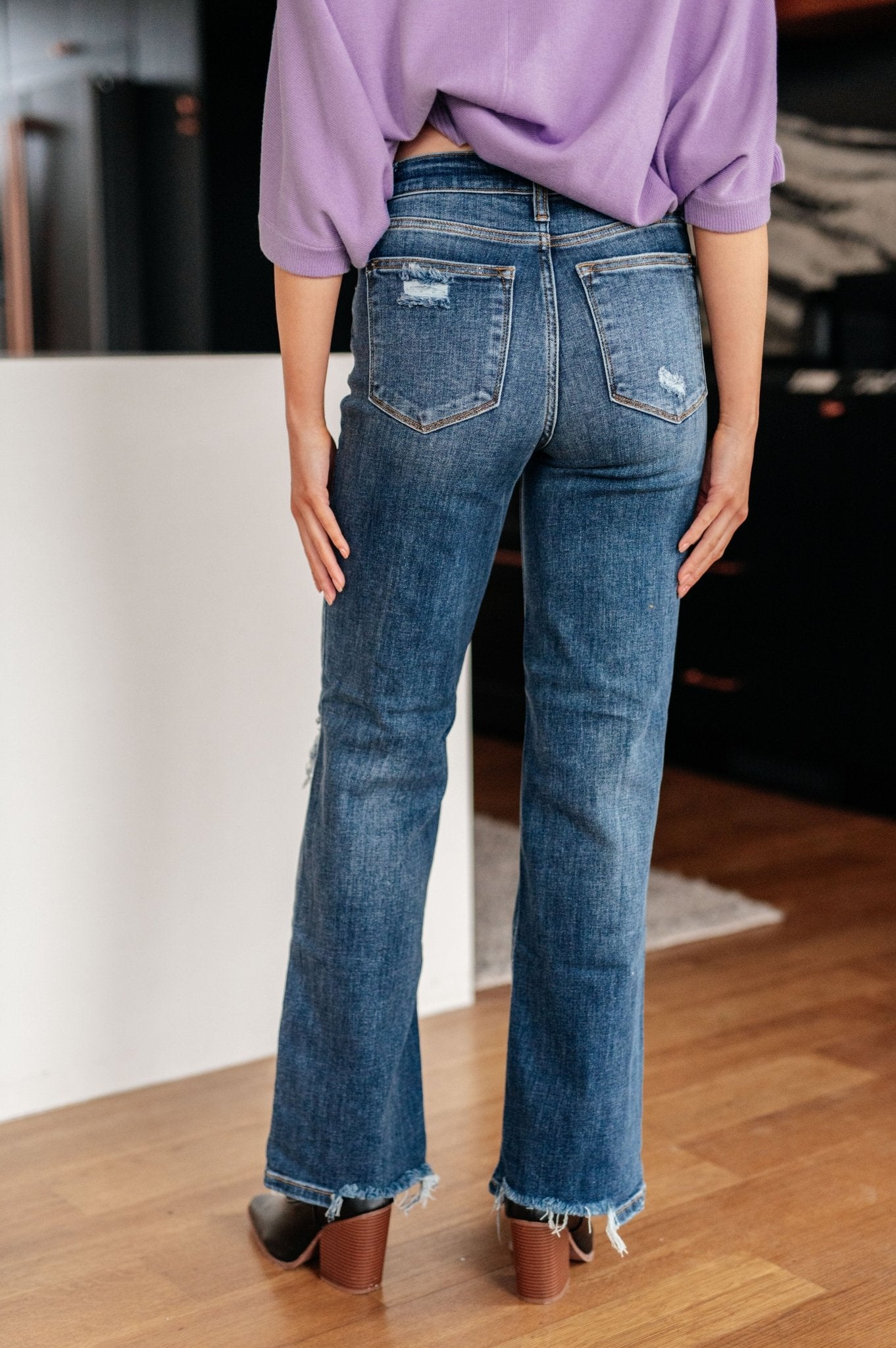 Rose High Rise 90's Straight Jeans in Dark Wash - Loving God