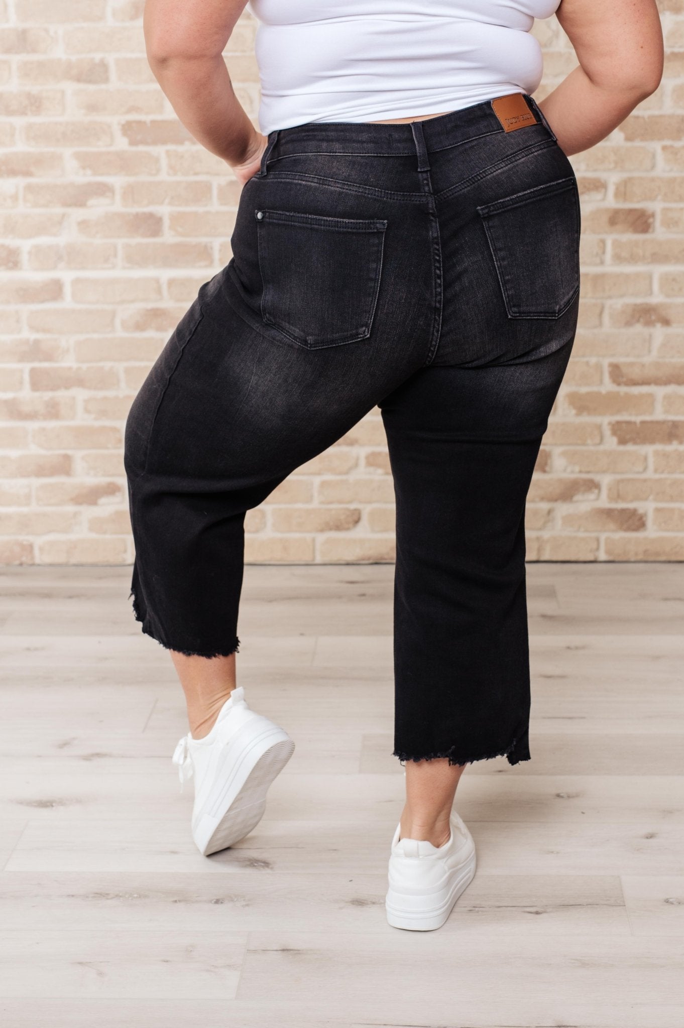 Ryan High Rise Button Fly Wide Leg Crop Jeans - Loving God