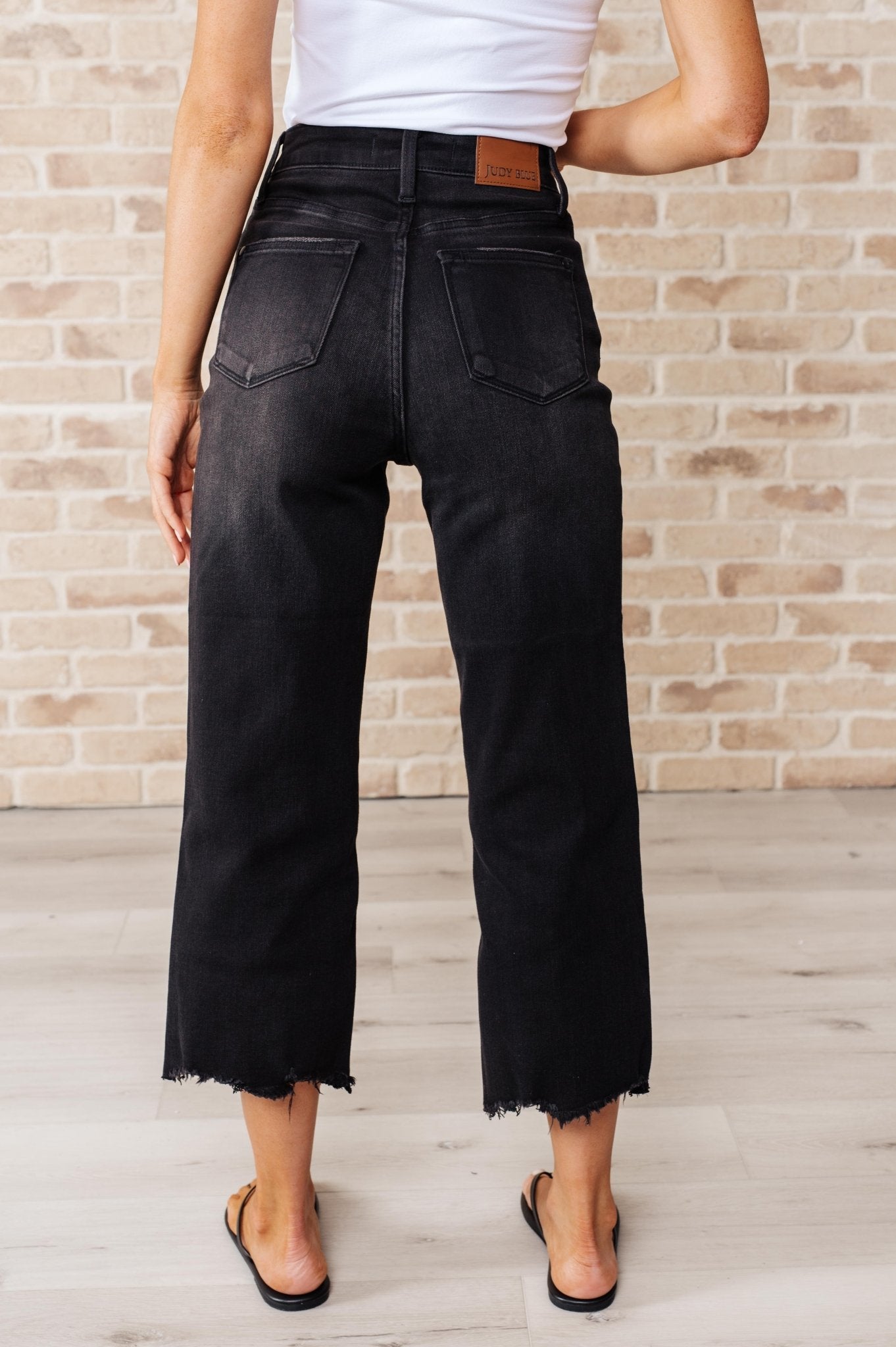 Ryan High Rise Button Fly Wide Leg Crop Jeans - Loving God