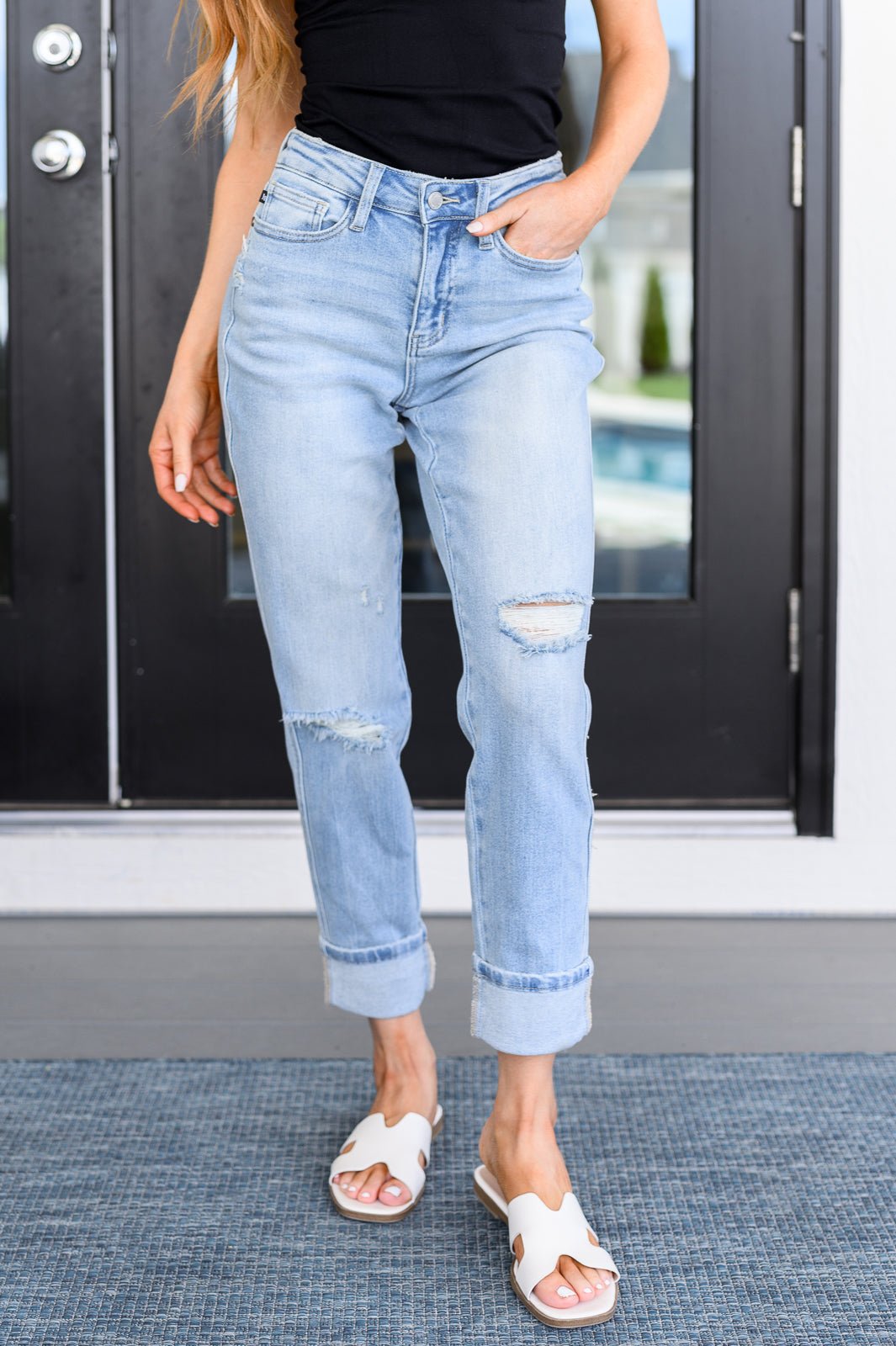 Sam Mid Rise Star Pocket Boyfriend Jeans - Loving God